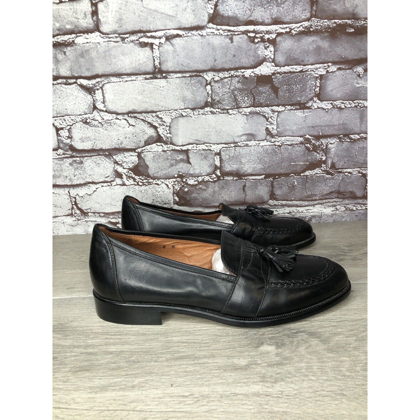 Alfani Alfani Black Leather Braided Tassel Loafers Italy Dress Shoe Size US 8 / EU 41 - 17 Thumbnail