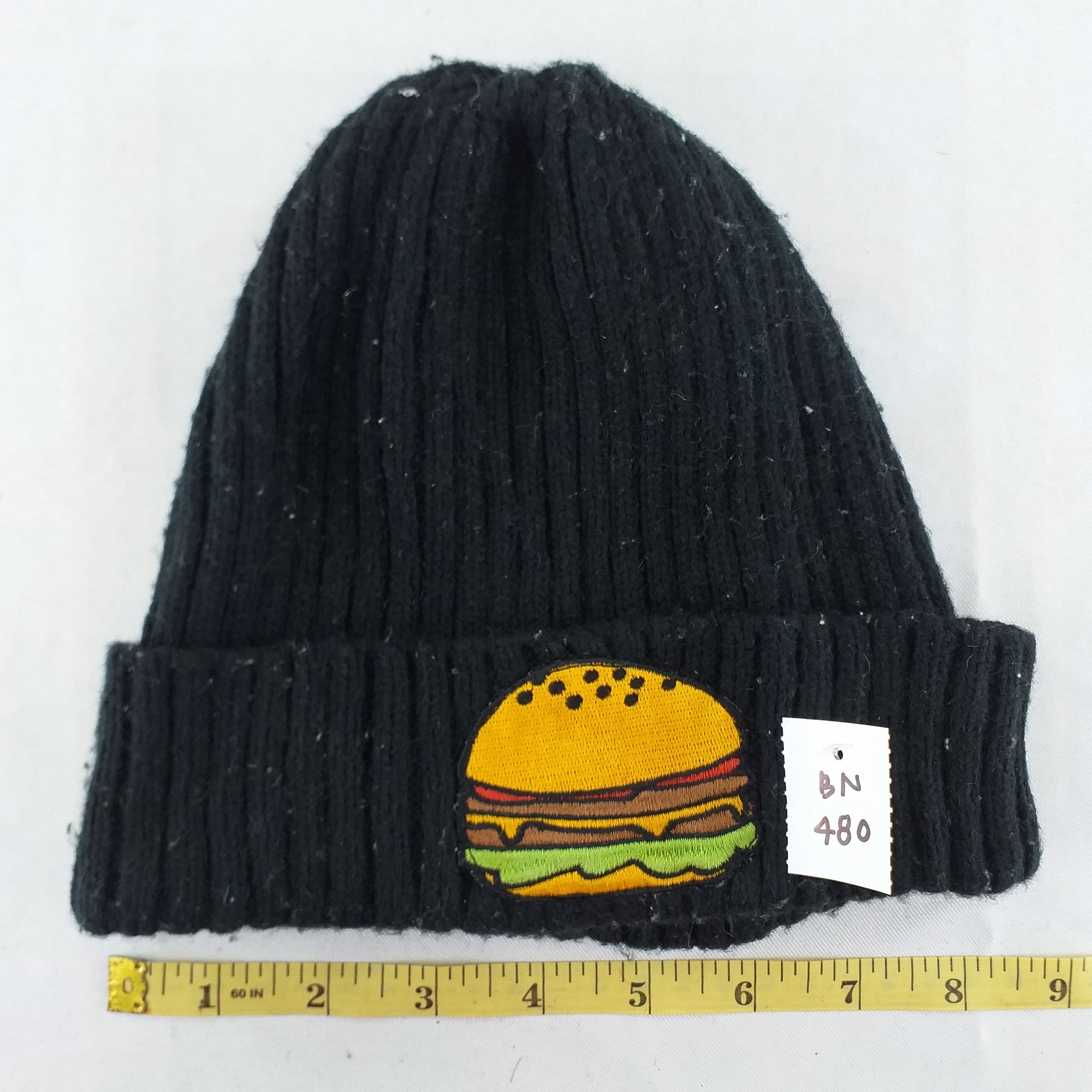 Japanese Brand Burger Image Embroidery Snow Cap Beanie Hat -BN480 Size ONE SIZE - 3 Thumbnail