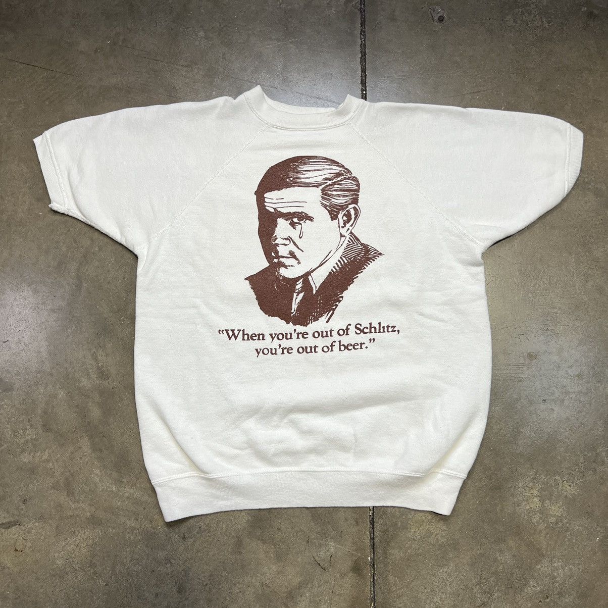 Vintage 60s Schlitz Beer Crewneck Sweatshirt Short Sleeve