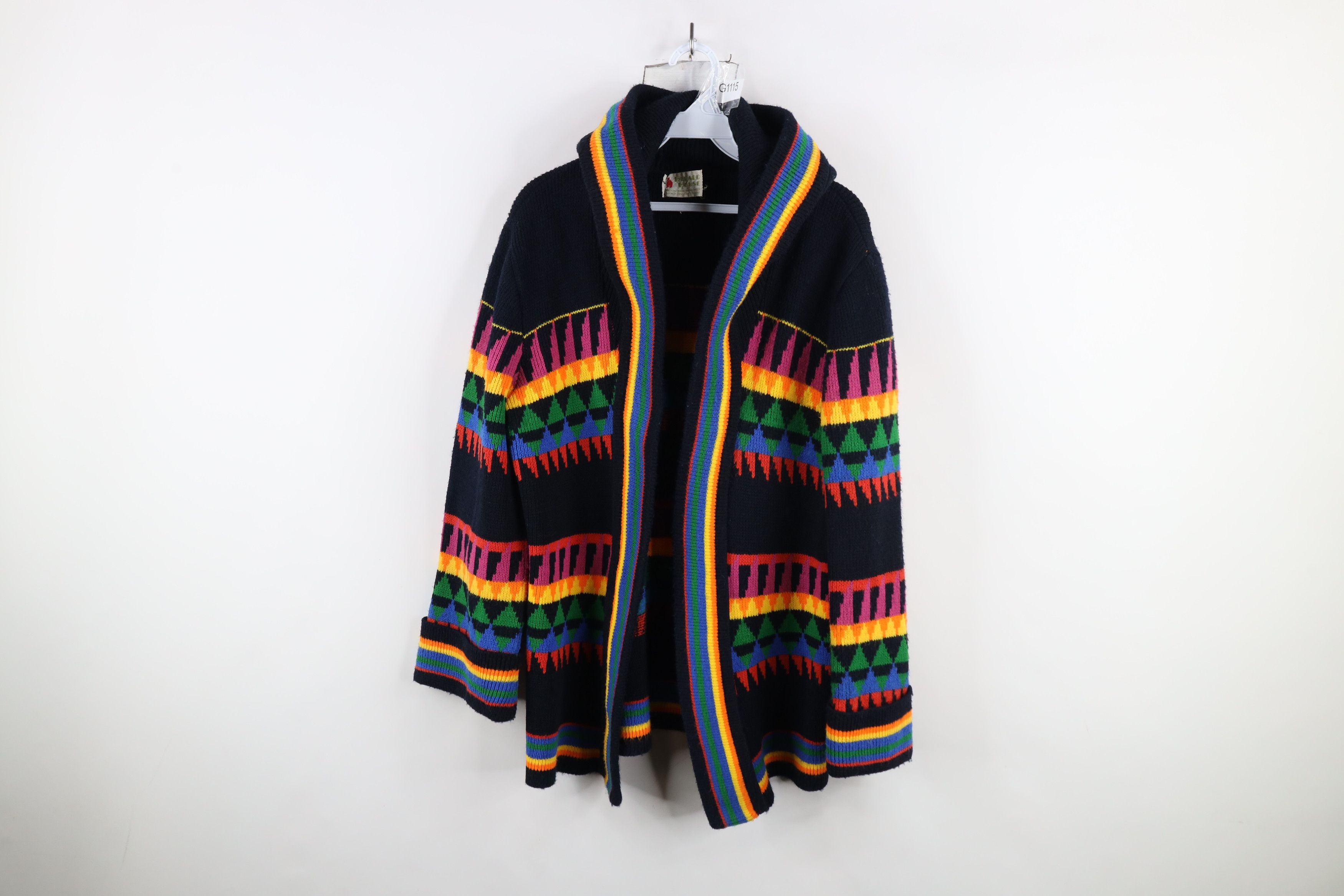 Vintage Vintage 70s Boho Chic Striped Geometric Hooded Sweater Size M / US 6-8 / IT 42-44 - 1 Thumbnail