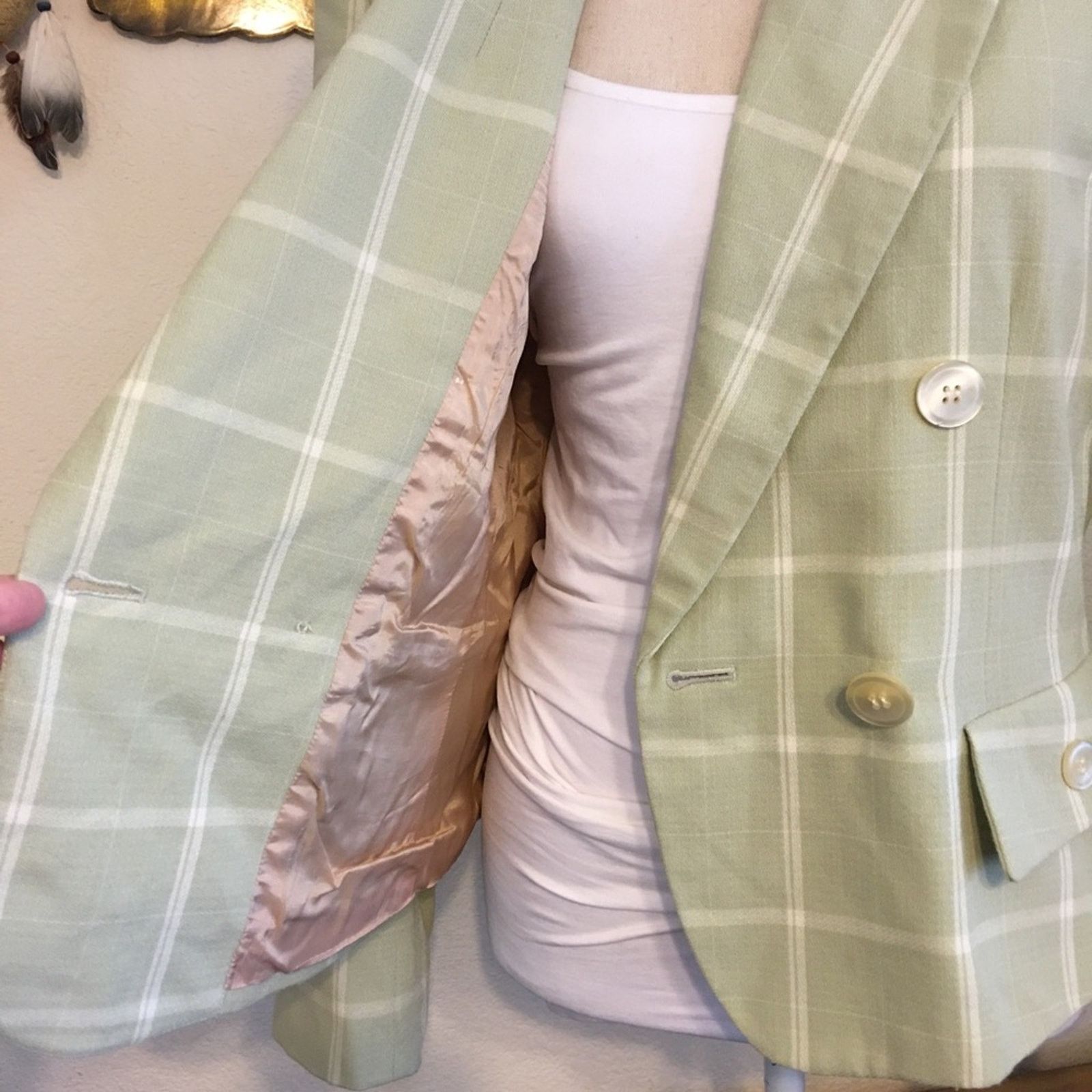 Vintage Vintage Kasper sage green double breasted blazer Size L / US 10 / IT 46 - 6 Thumbnail