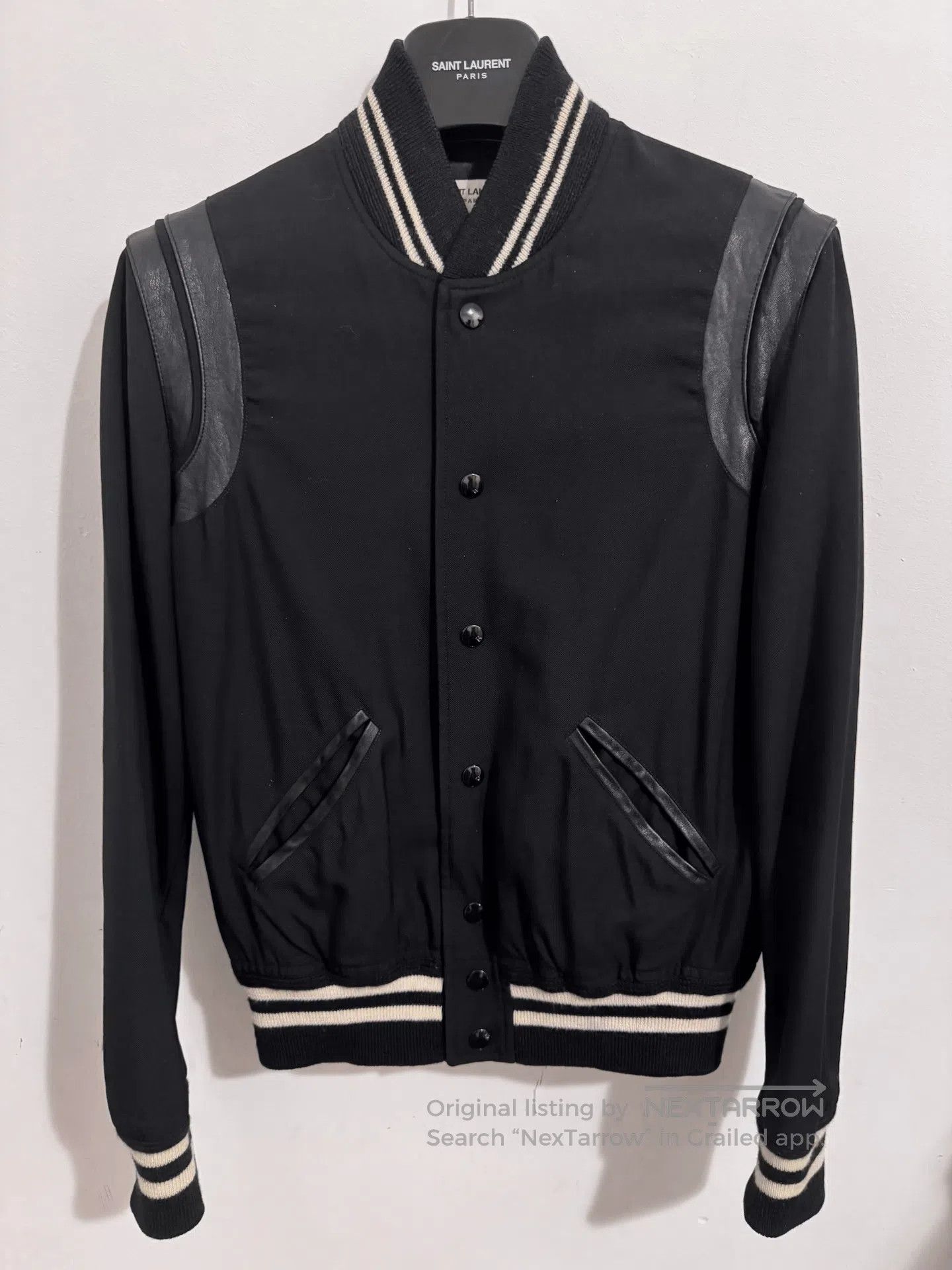 Saint Laurent Paris Saint Laurent Black Baseball Jacket. Size US S / EU 44-46 / 1 - 1 Thumbnail
