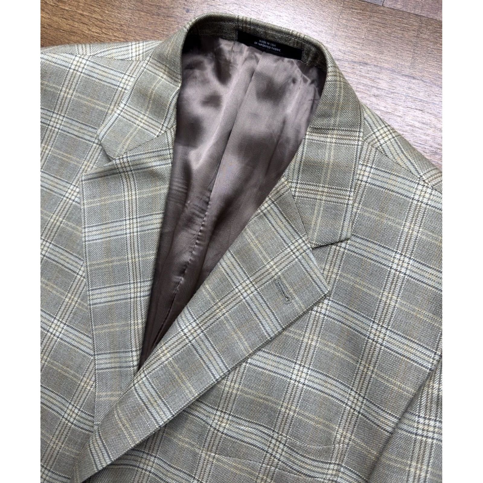 Joseph Abboud Joseph Abboud Blazer Mens 46R Wool Silk Sport Coat Jacket Gray Windowpane Notch Lapel Four-Button Cuffs Size 46R - 4 Thumbnail