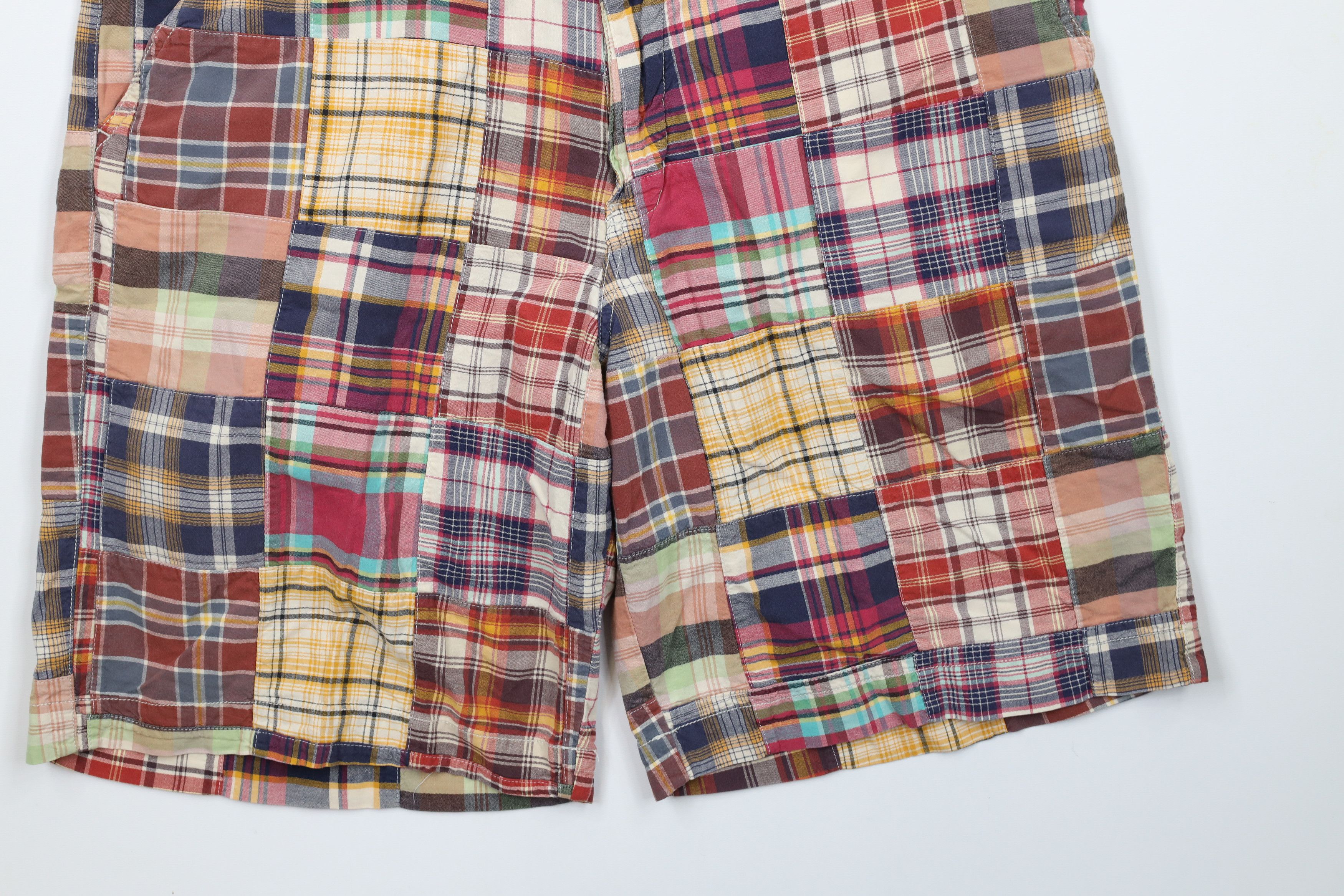 J.Crew × Vintage Vintage J Crew Patchwork Madras Plaid Chino Shorts Cotton Size US 35 - 4 Thumbnail