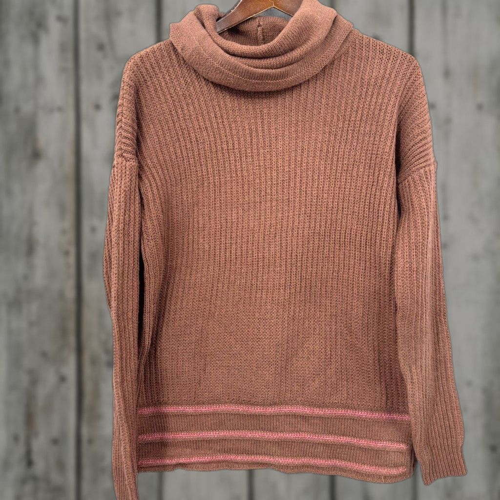 Prana prAna Sweater Womens M Long Sleeve Cowl Knit Wool Blend Brown Pink Striped Cozy Slouchy Fall Winter 90s Inspired Size M / US 6-8 / IT 42-44 - 1 Thumbnail