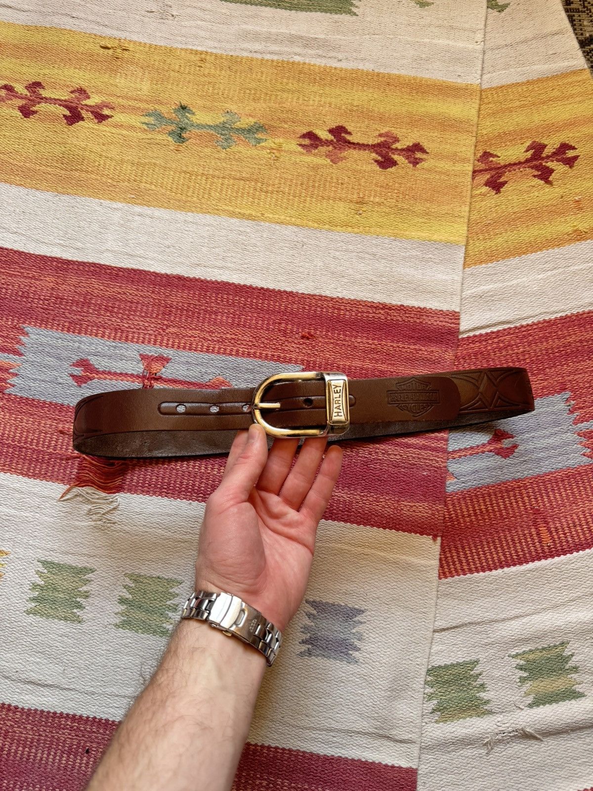 Genuine Leather Vintage 90s Women’s Harley Davidson y2k Genuine Leather Belt Size ONE SIZE - 1 Thumbnail