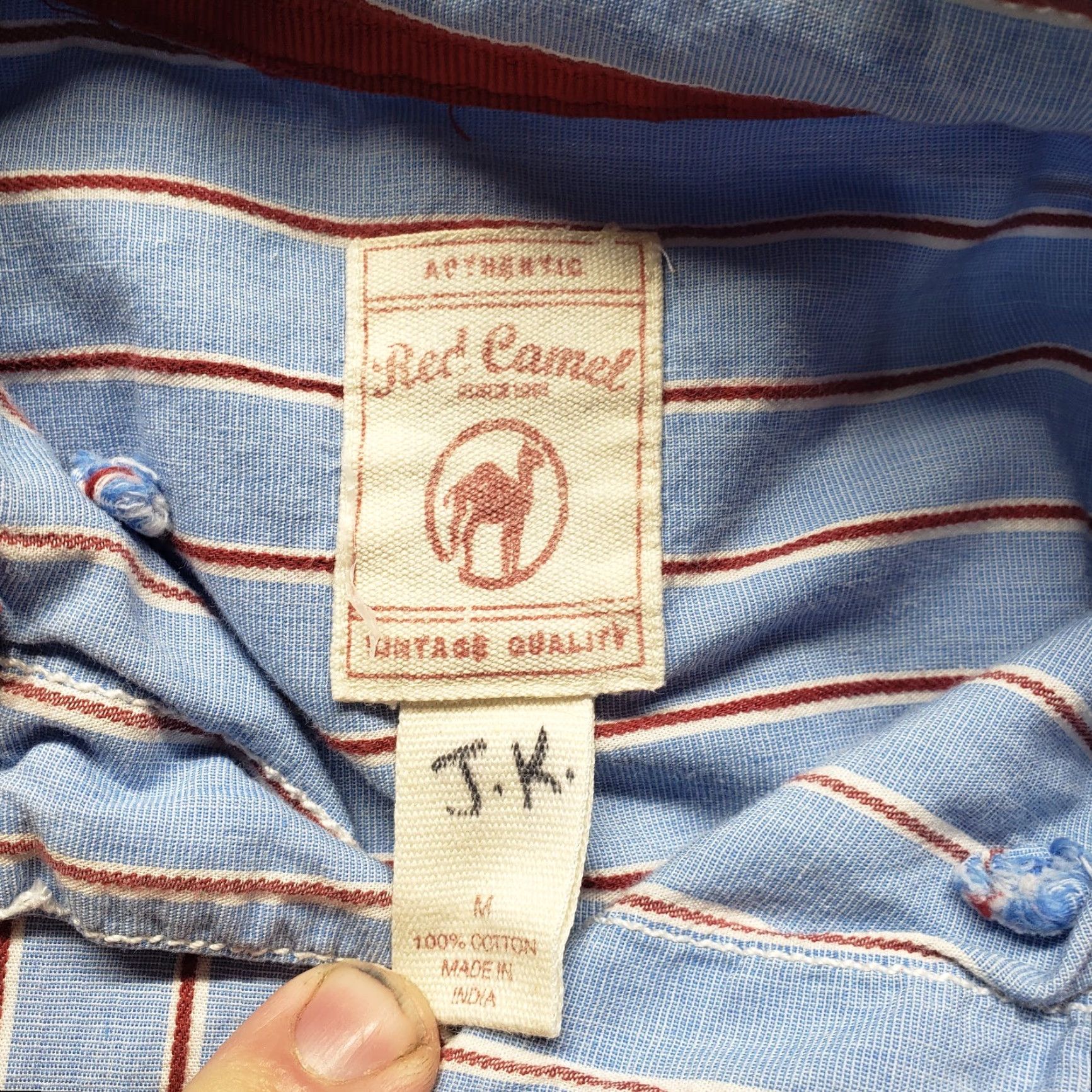 Camel Red Camel Shirt Mens M Blue Striped Long Sleeve Button-Up 100% Cotton Adult Regular All Seasons Spring Fall Summer Winter Button-Up Size US M / EU 48-50 / 2 - 3 Thumbnail