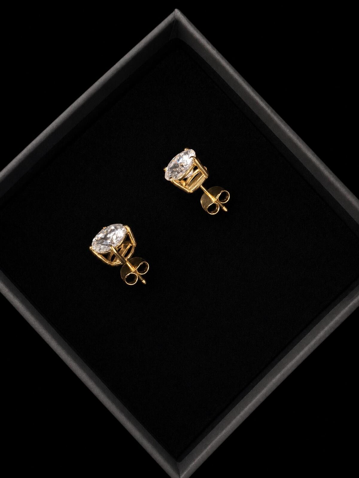 Other Classic Moissanite Stud Earrings 18ct gold overlay Size ONE SIZE - 3 Thumbnail