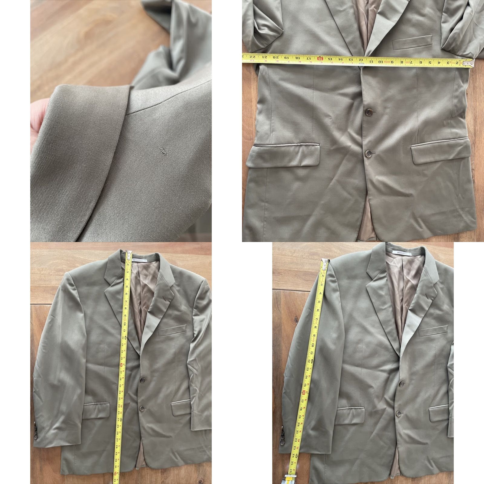 Vintage Hickey Freeman Blazer Jacket Mens 42R Wool Green Single-Breasted 2-Button Notch Front Regular Coat Suit City Classic USA Office Size 42R - 8 Thumbnail