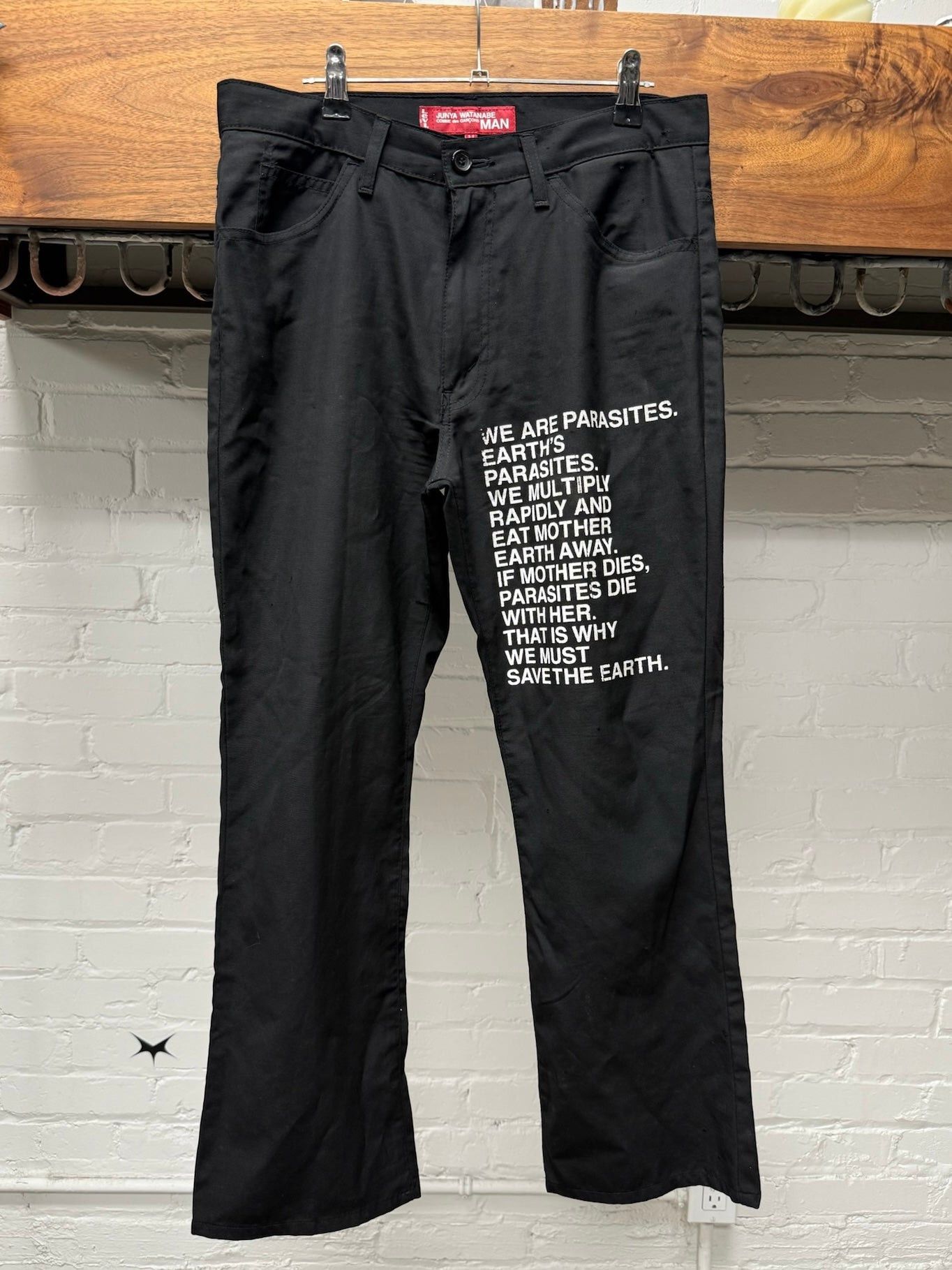 Junya Watanabe SS2002 Junya Watanabe x Levi’s ‘Earth’s Parasites’ Poem Black Trousers Size US 32 / EU 48 - 1 Thumbnail