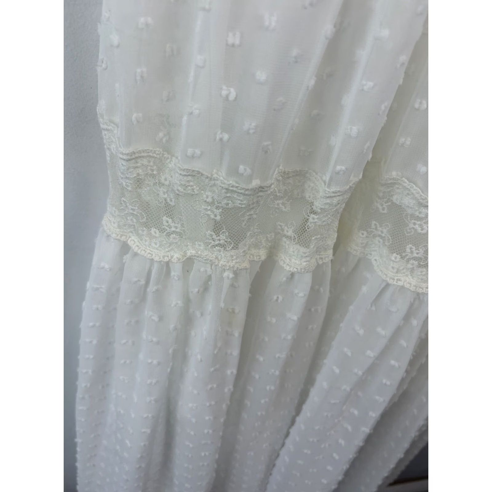 Vintage Tiered Maxi Dress Womens Small White Swiss Dot Off the Shoulder Puff Sleeve Milkmaid Boho Festival Sundress Maxi Dress Women White Size S / US 4 / IT 40 - 6 Thumbnail