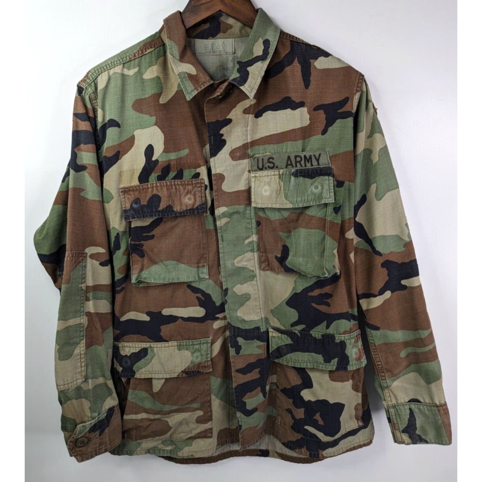 Vintage US Army Jacket Woodland Camo Combat Hot Weather Coat Size Small Camouflage Size US S / EU 44-46 / 1 - 2 Thumbnail