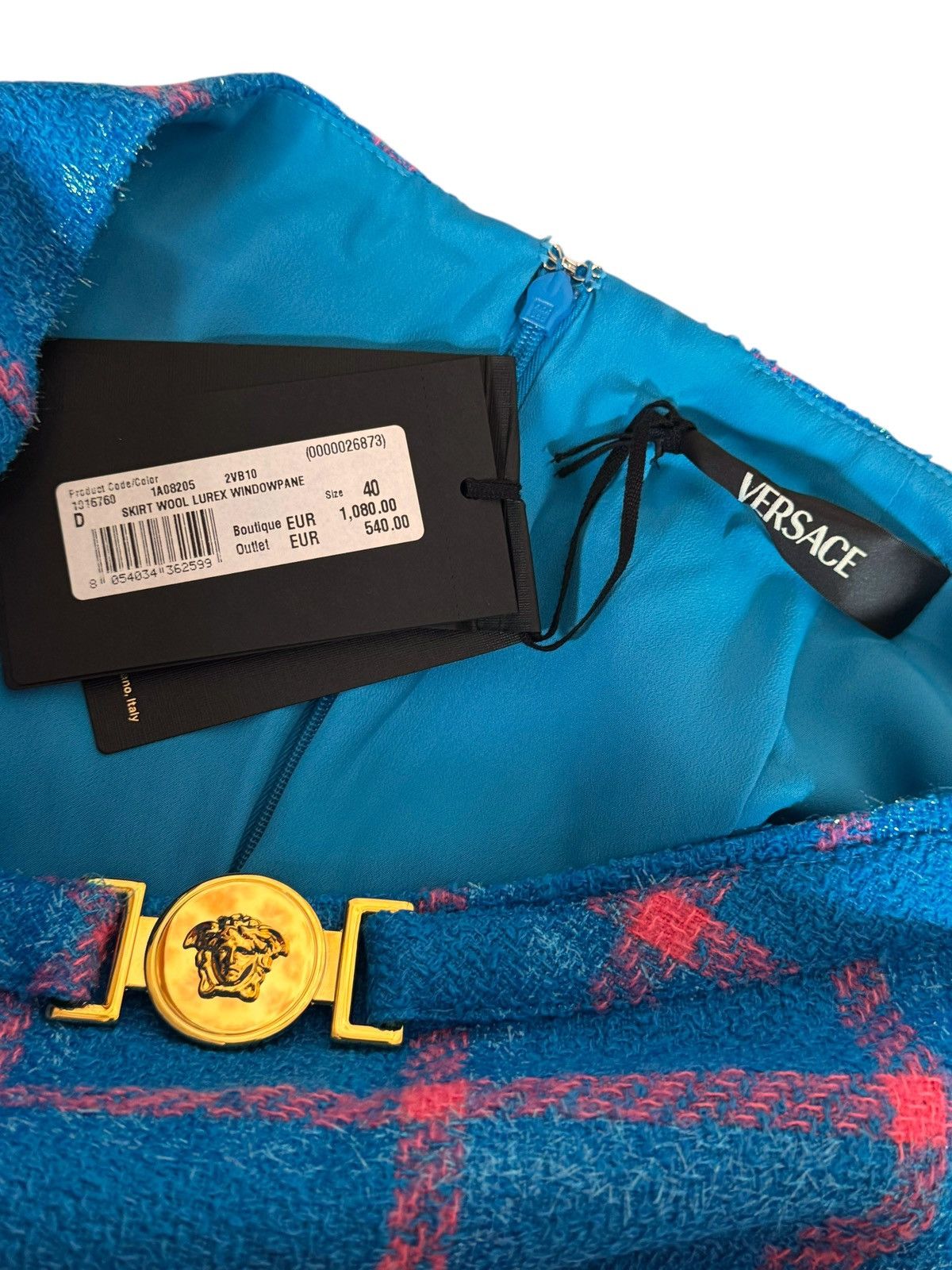 Versace Versace Virgin Wool Check Mini Skirt Medusa Button Size 27" / US 4 / IT 40 - 7 Thumbnail