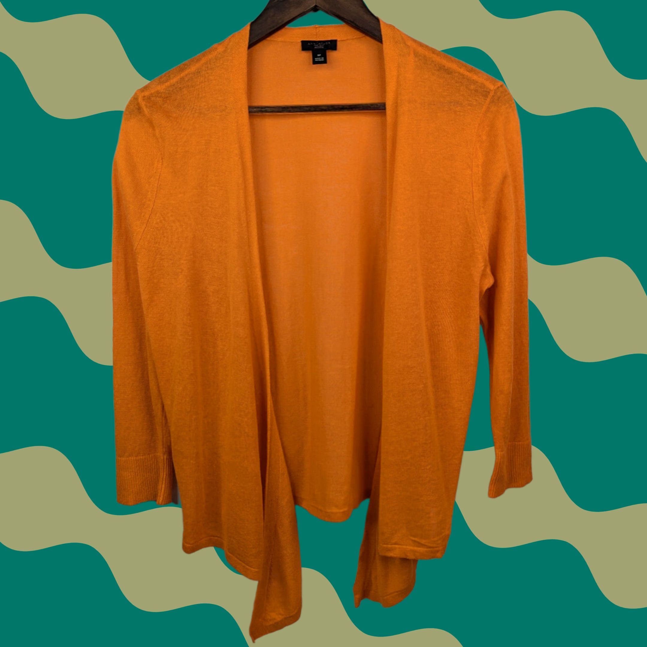 Ann Taylor Ann Taylor Women's Cardigan Shirt Long Sleeve Orange Linen Viscose PM Petite Size M / US 6-8 / IT 42-44 - 1 Thumbnail