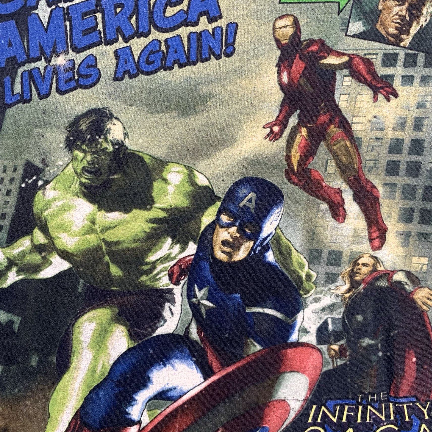 Vintage Marvel Infinity Saga T-Shirt Men 2XL Blue Graphic Print Captain America Hulk Avengers Comics Movie Mens Size US XXL / EU 58 / 5 - 7 Thumbnail