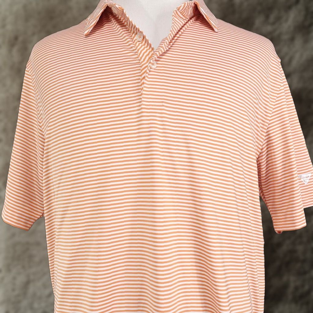 Vintage Maelreg Polo Shirt Mens XL Orange White Stripe Performance Golf Casual Shirt Size US XL / EU 56 / 4 - 1 Thumbnail