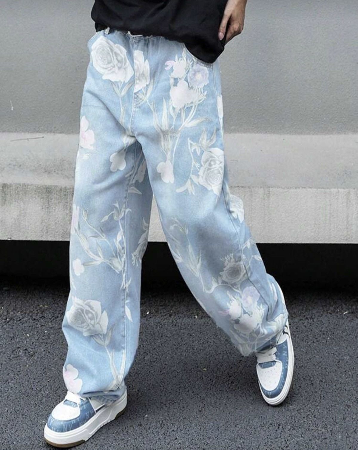 Japanese Brand Mibuki x Hiro Loose Wide Leg Floral Print Jeans Design Pants Size US 30 / EU 46 - 3 Thumbnail