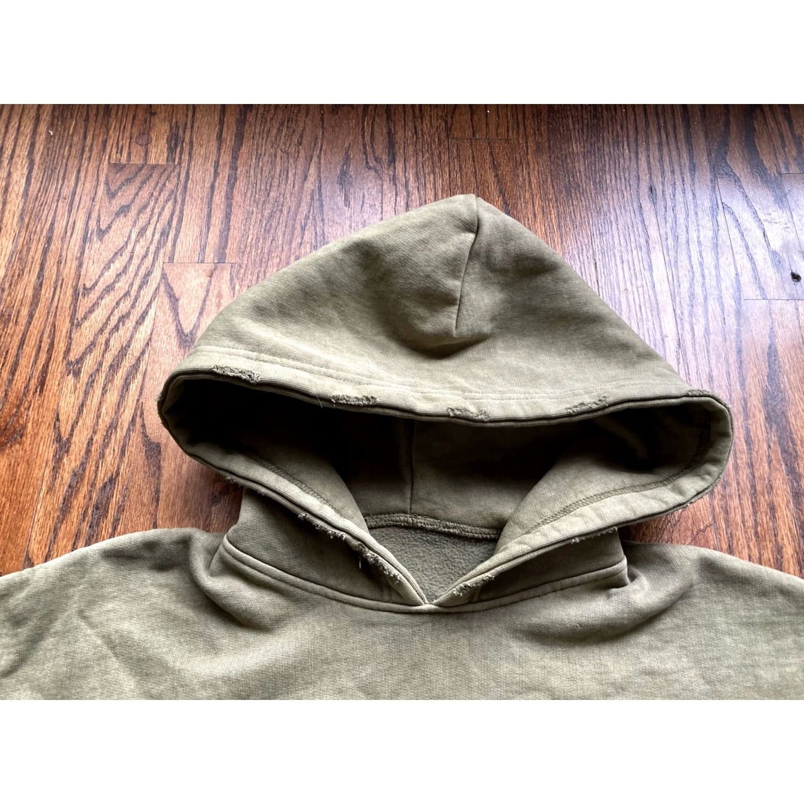 Zara ZARA Hoodie Mens Size M Oversized Olive Green Sweatshirt Boxy Distressed Hooded Pockets All Seasons Casual Pullover Size US M / EU 48-50 / 2 - 4 Thumbnail