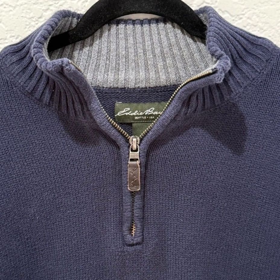 Eddie Bauer Eddie Bauer 100% Cotton Navy Blue Knit Pullover Quarter Zip Sweater XL Men Pullover Shirt Knitwear Unsure Size US XL / EU 56 / 4 - 2 Thumbnail