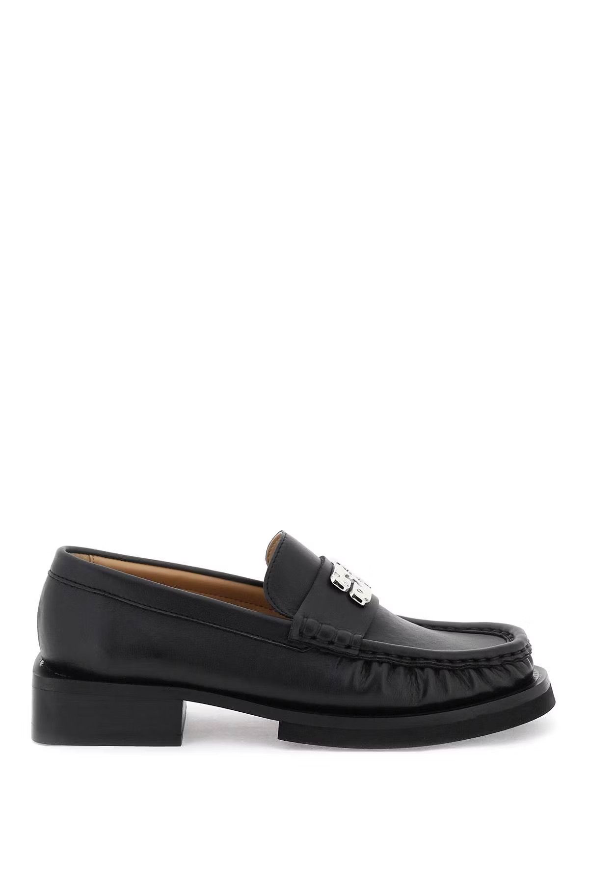 image of Ganni O1S22I1N0524 Butterfly Logo Mocassins In Black Shoes, Women's (Size 11)