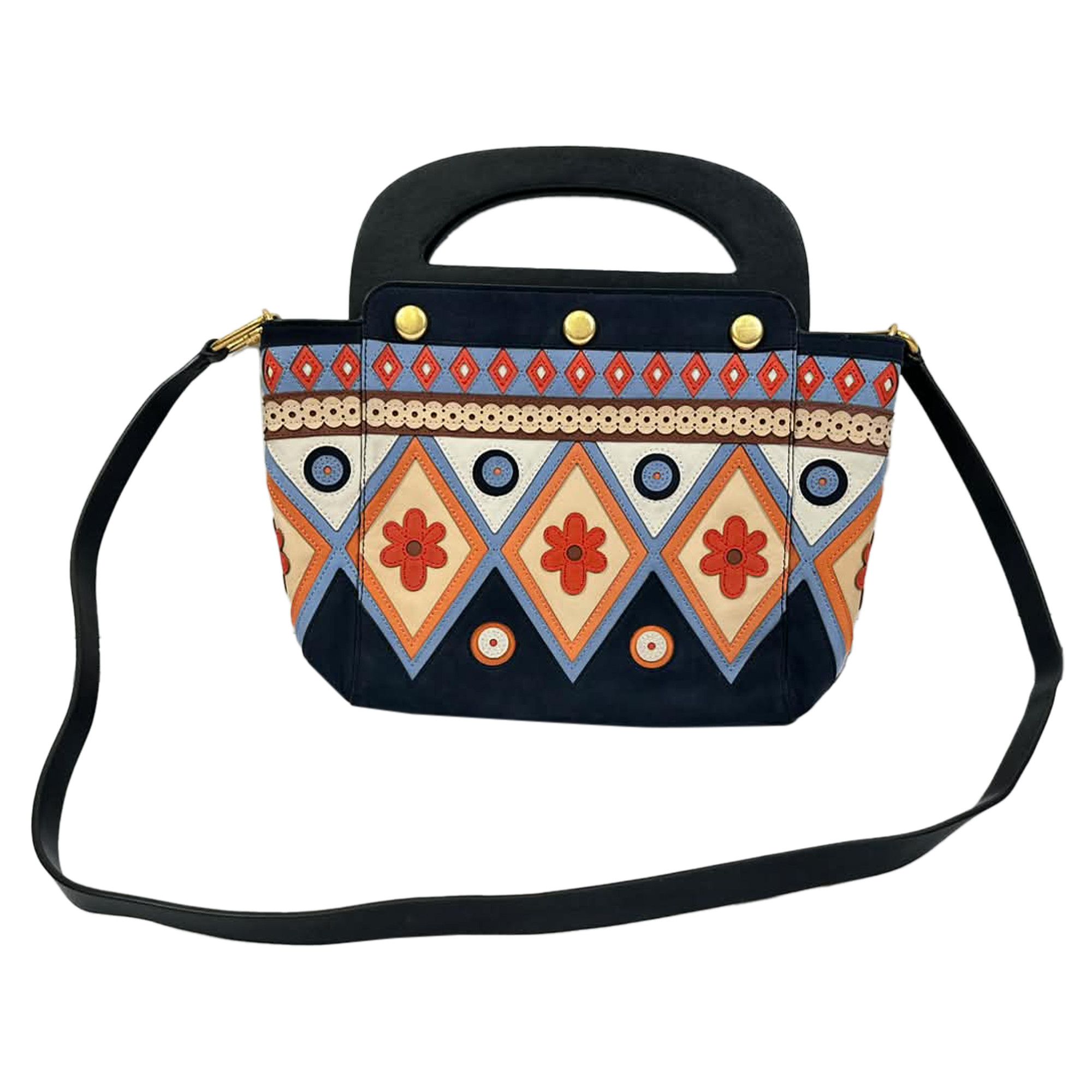 Tory Burch Tory Burch 2017 Appliqué Bermuda Bag in Navy Blue Suede Size ONE SIZE - 1 Thumbnail
