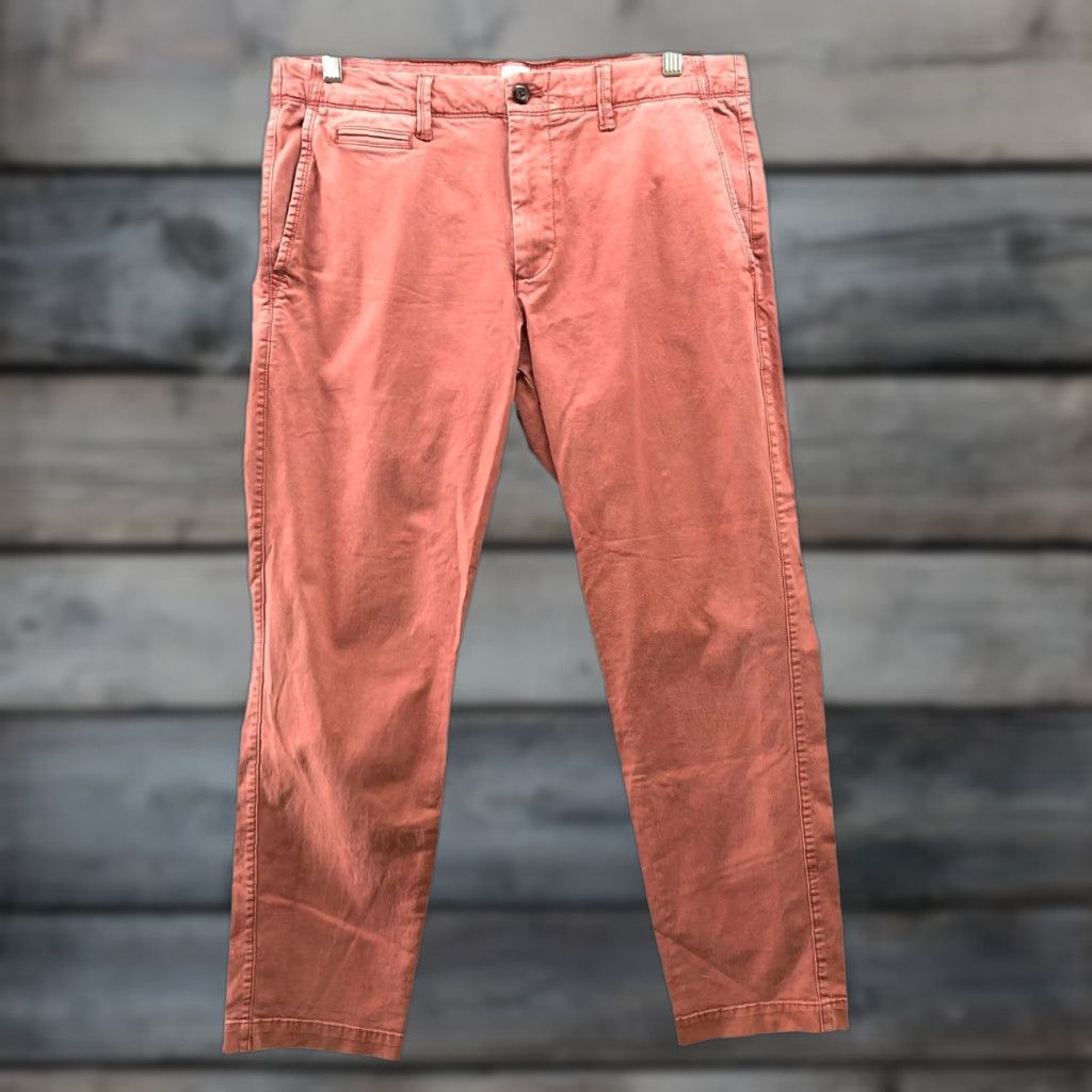 Gap Gap Slim Chino Pants Mens 34x30 Stretch Pink Flat Front Regular Size 34 Cotton Blend Casual Solid Straight Mens Flat Front Chino Pants Gap Vintage No Size US 34 / EU 50 - 1 Thumbnail