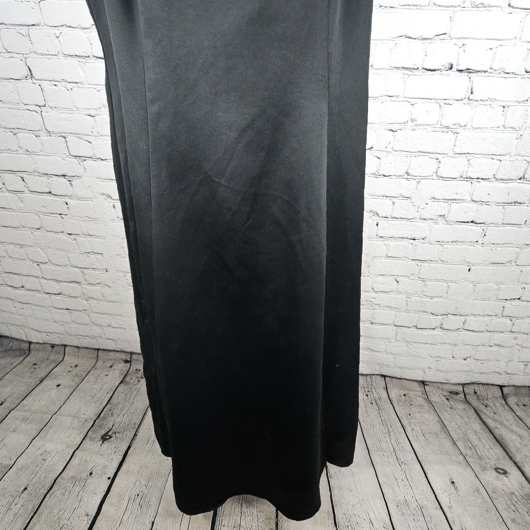 Vintage VTG Betsy & Adam Black Satin Strappy Lined Classic Sheath Maxi Dress USA 16W Size XXL / US 16-18 / IT 52-54 - 6 Thumbnail