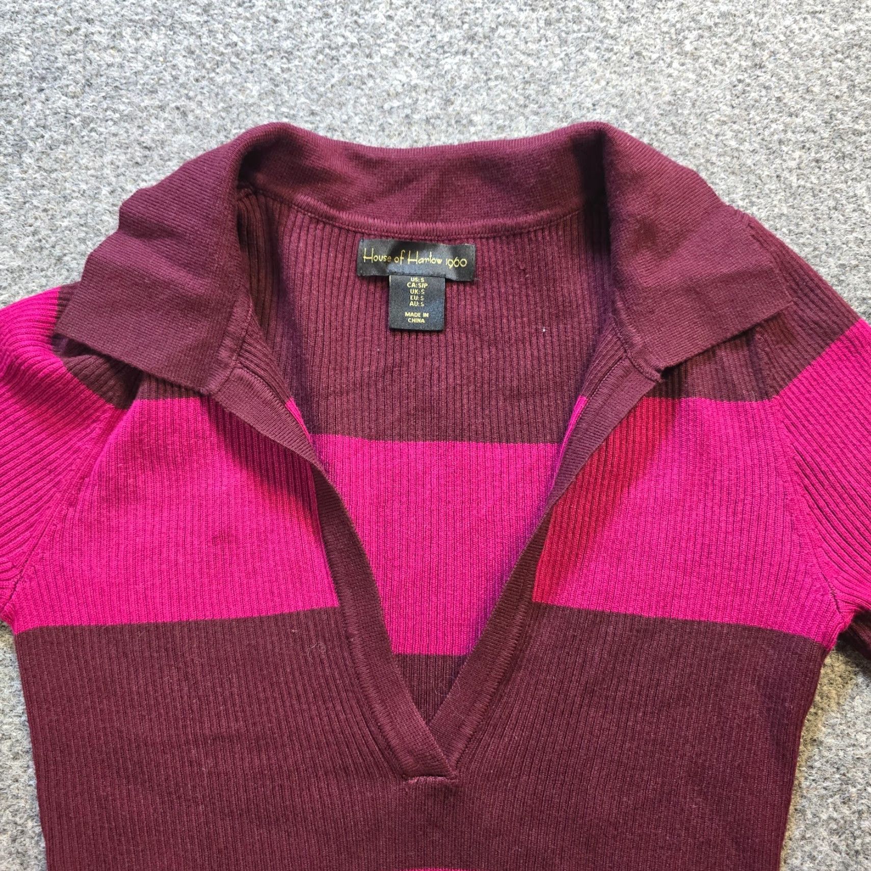 House of Harlow House Harlow Sweater Womens Size Small Purple Orange Rugby Stripe Ribbed Casual Size S / US 4 / IT 40 - 2 Thumbnail