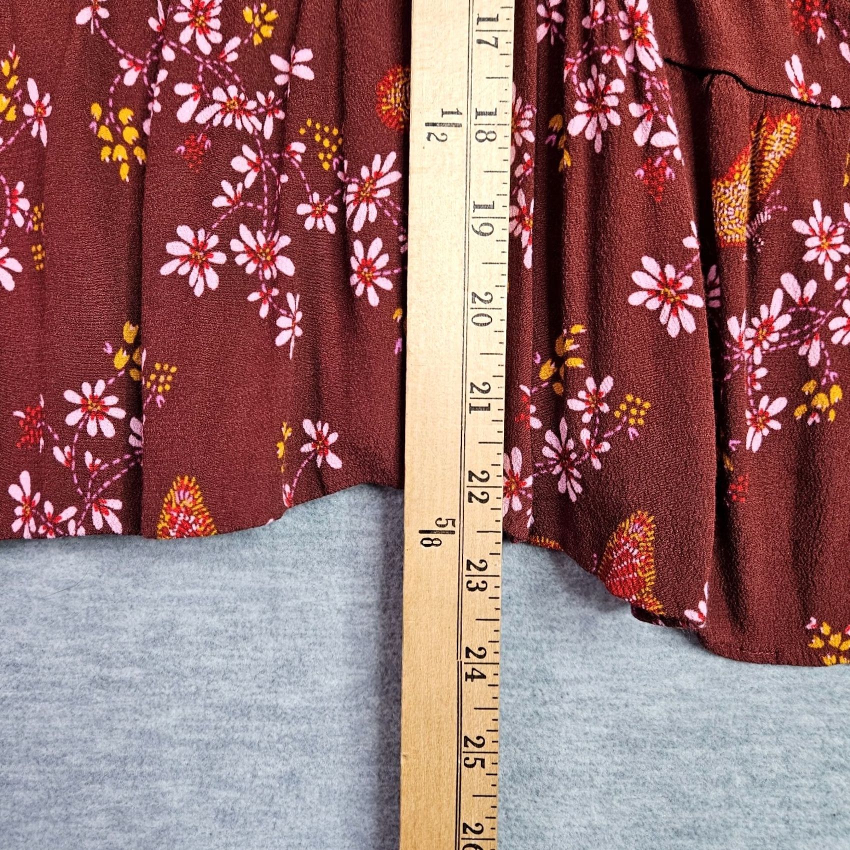 Madewell Madewell Women's Blouse Floral V-Neck Short Sleeve Rust Brown Size 20 Regular Size 3XL / US 20-22 - 7 Thumbnail
