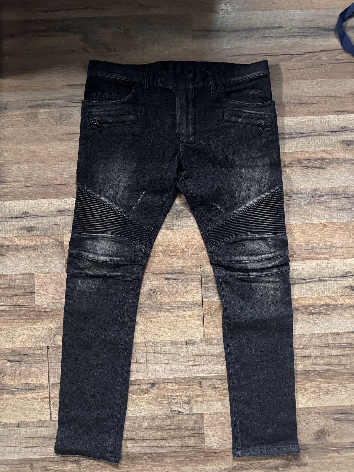 Balmain Balmain black biker jeans Size US 34 / EU 50 - 1 Thumbnail