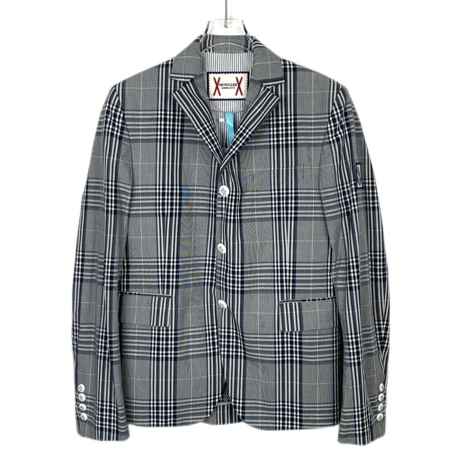 Moncler Moncler Grey Checkered Cotton Blazer Size US XS / EU 42 / 0 - 1 Thumbnail