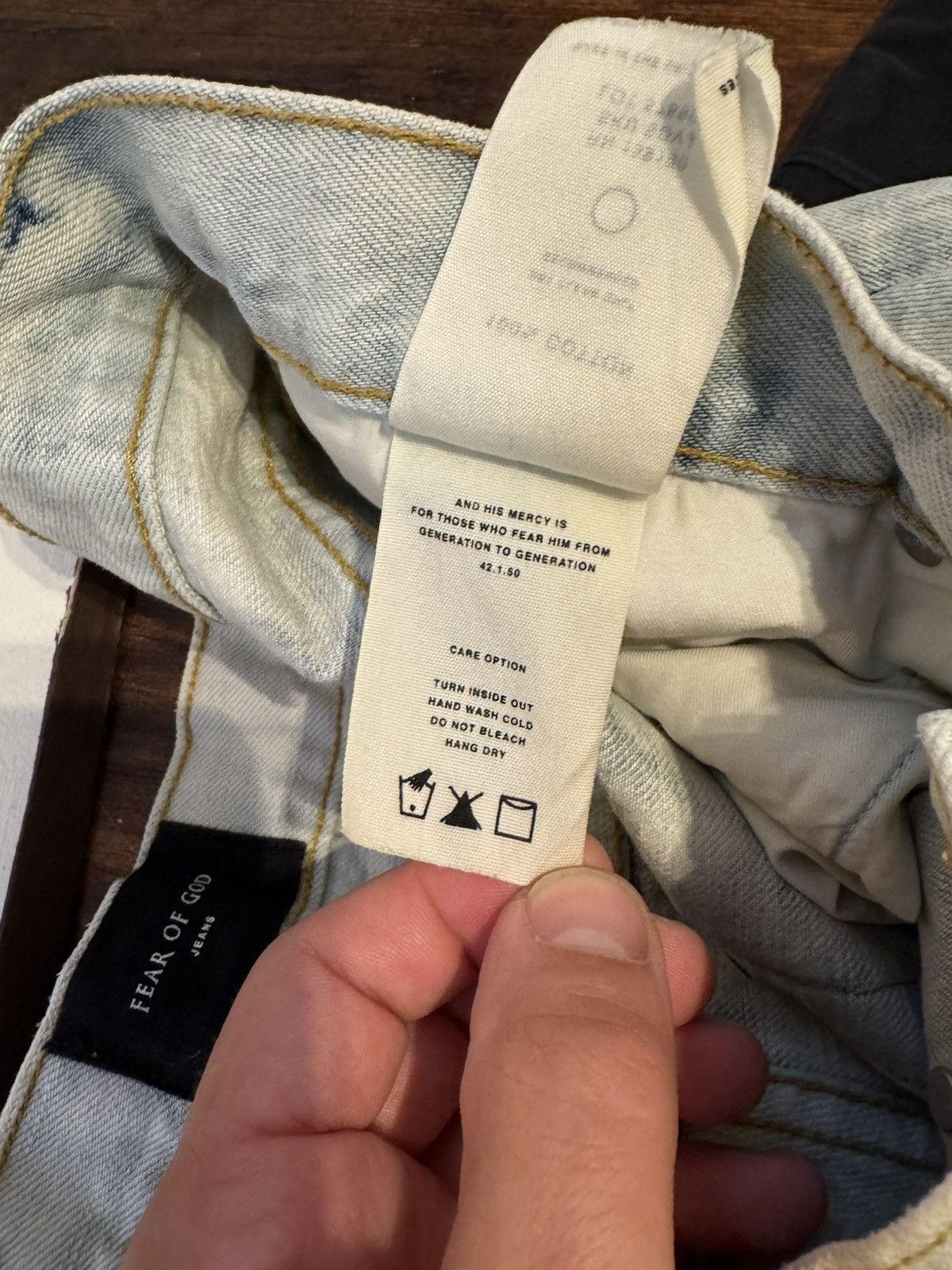 Fear of God 🔥Fear of God Blue Selvedge Inverted Holy Water Jeans SZ 32 Size US 32 / EU 48 - 12 Thumbnail