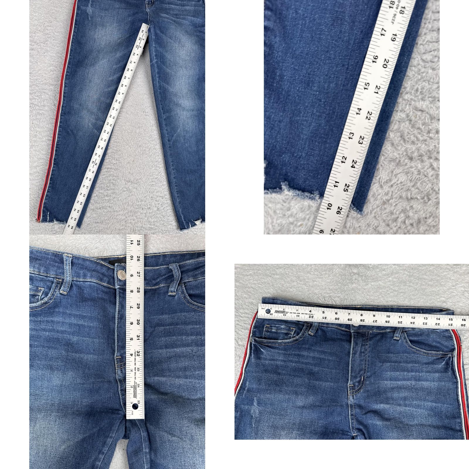 Vintage Vervet Jeans Womens 30 Blue Med Wash Skinny 5-Pocket Crop Striped High Rise Distressed Zipper Button Size 30" / US 8 / IT 44 - 8 Thumbnail