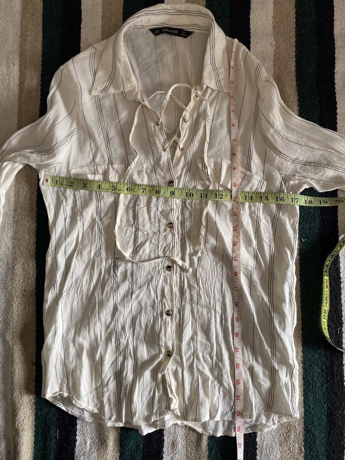 Zara Zara Besic Linen blend Striped Long Sleeve Button Down Shirt Size M / US 6-8 / IT 42-44 - 12 Thumbnail