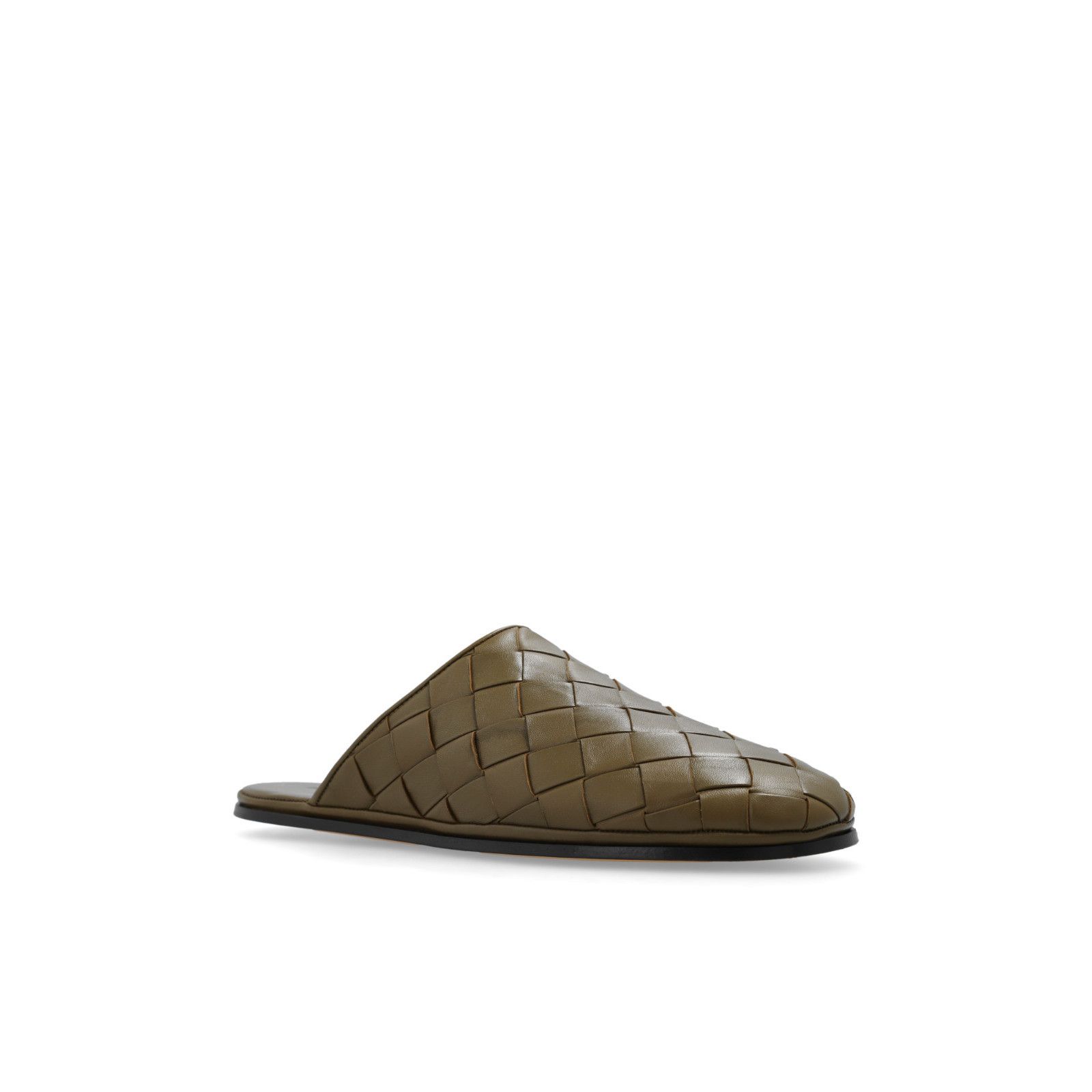 BOTTEGA VENETA Sunday Green Leather Slides New & Authentic (