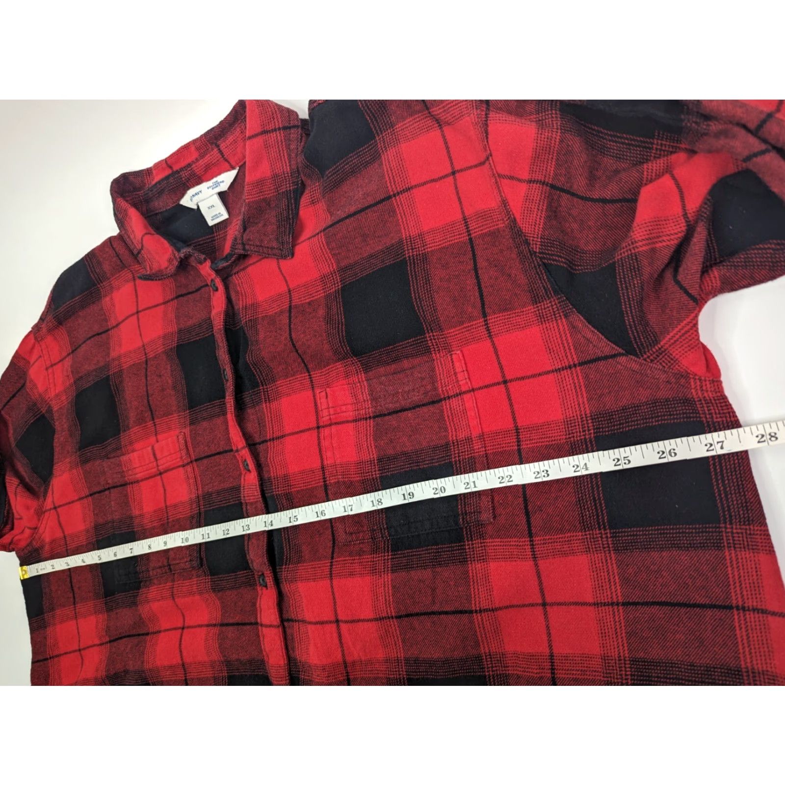 Old Navy VINTAGE Old Navy Plus Cropped Red Buffalo Check Flannel Boyfriend Shirt For Women's 2XL Size XXL / US 16-18 / IT 52-54 - 5 Thumbnail