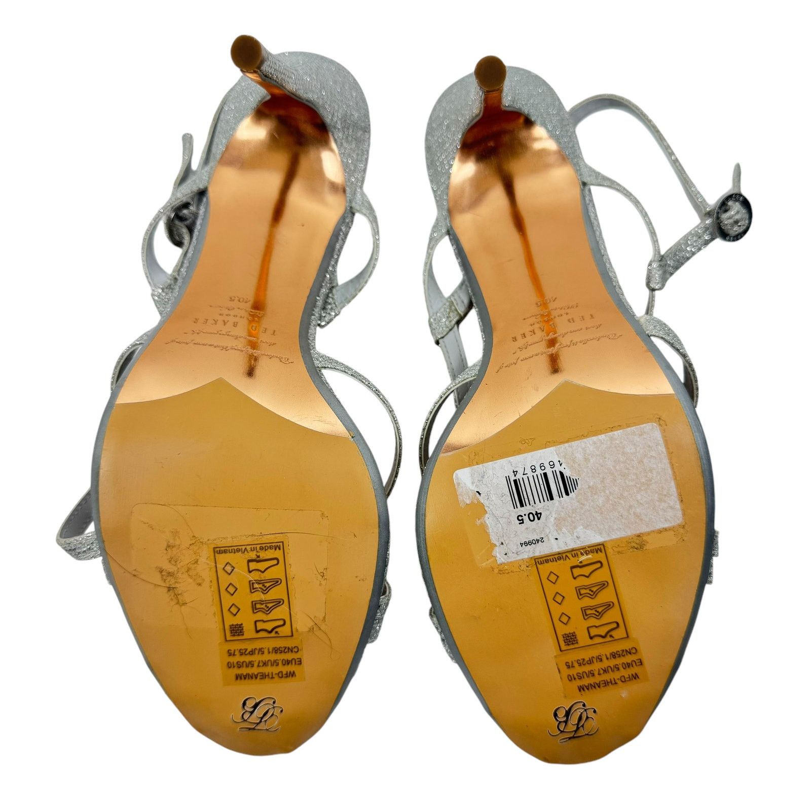 Ted Baker NEW Ted Baker Theanam Leather Metallic Glitter Pumps Silver Size US 10 / IT 40 - 11 Thumbnail