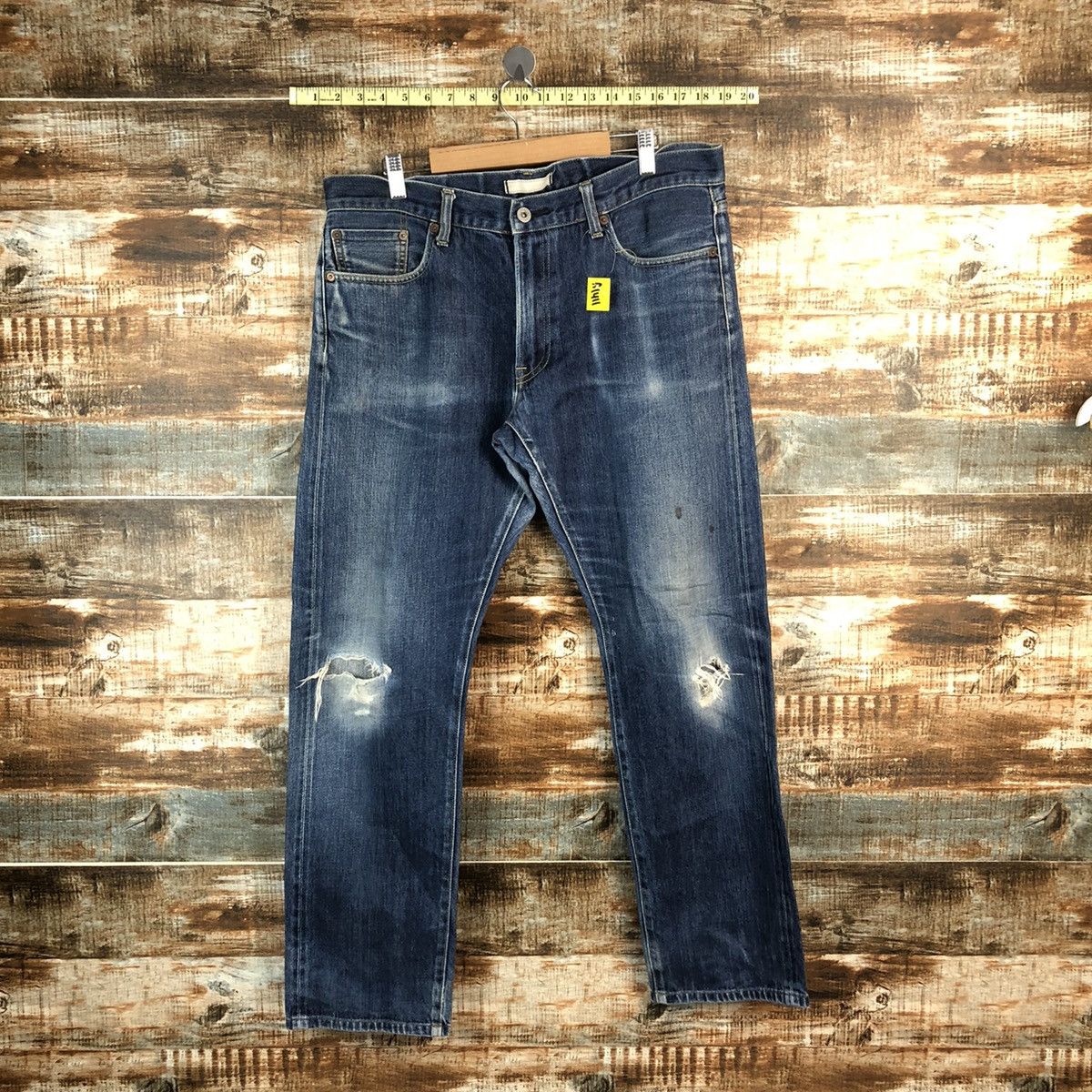 Japanese Brand Uniqlo japan Blue Distressed ripped Denim Pants #A1411 Size US 36 / EU 52 - 1 Thumbnail