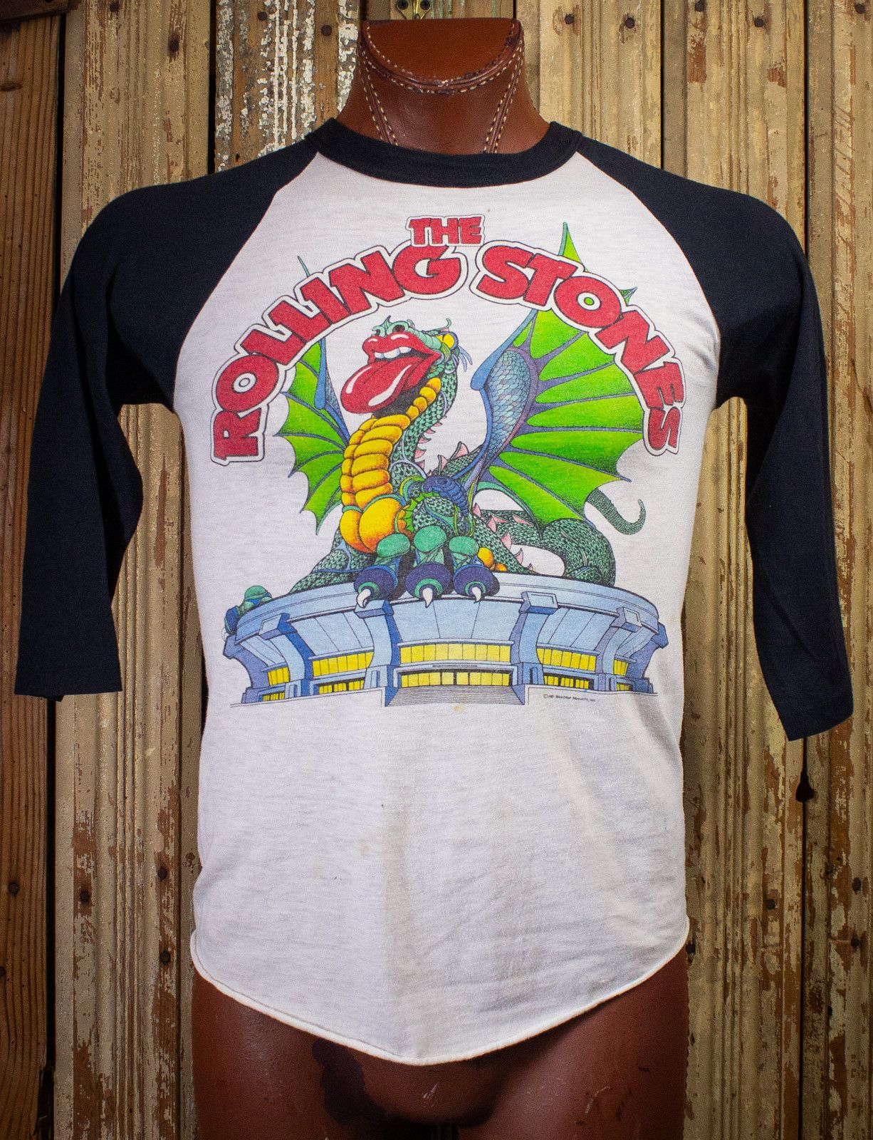 image of Band Tees x Vintage Rolling Stones La Coliseum Concert Raglan 1981 Small in Black, Men's