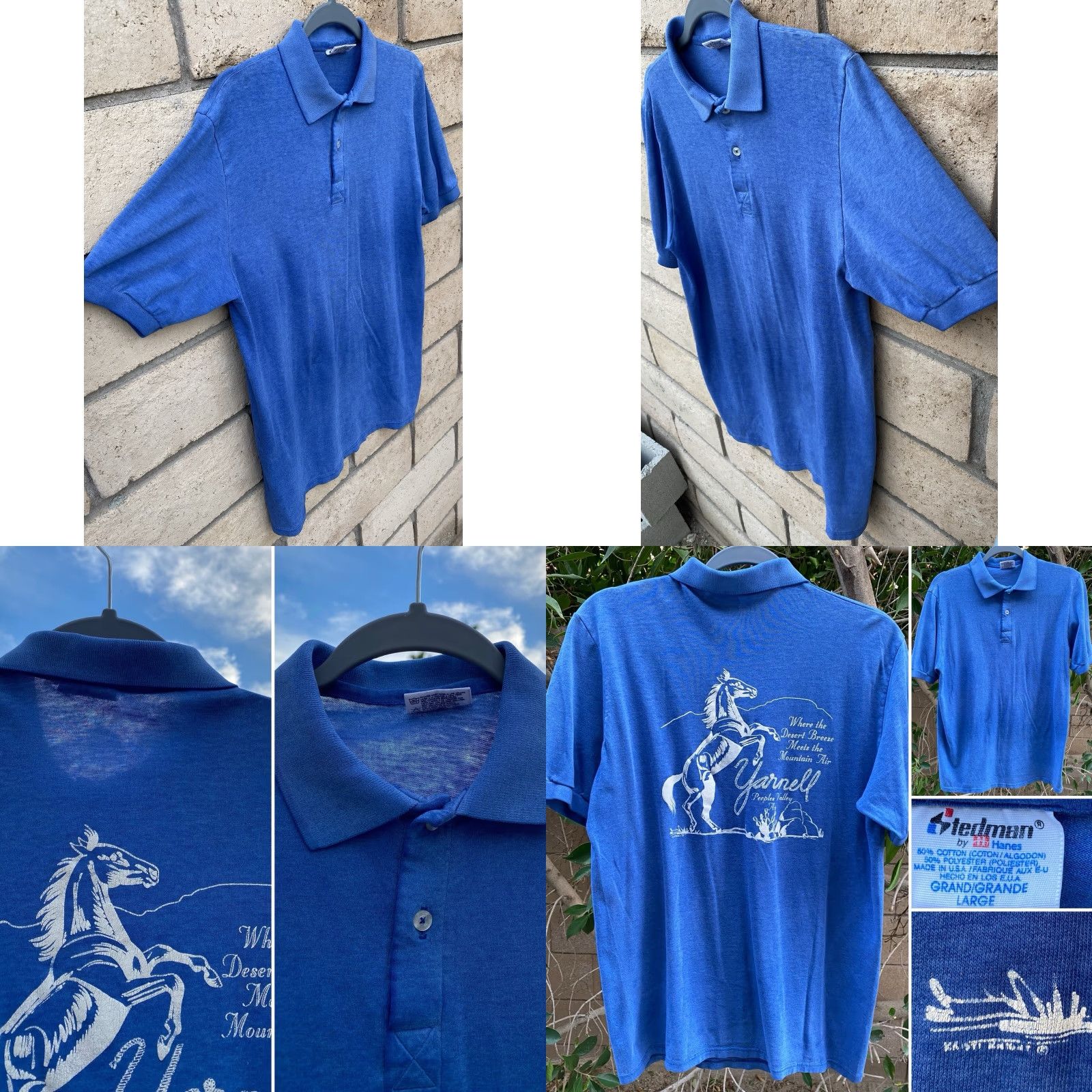Vintage VINTAGE Stedman Polo Shirt Graphic Western Cowboy Horse L Men’s Blue Cotton Blend Size L Size US L / EU 52-54 / 3 - 8 Thumbnail