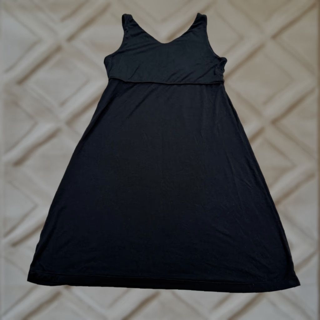 Athleta Athleta Sleeveless A-Line Tank Dress Womens Small Black V-Neck Modal Stretch Dress Size S / US 4 / IT 40 - 1 Thumbnail