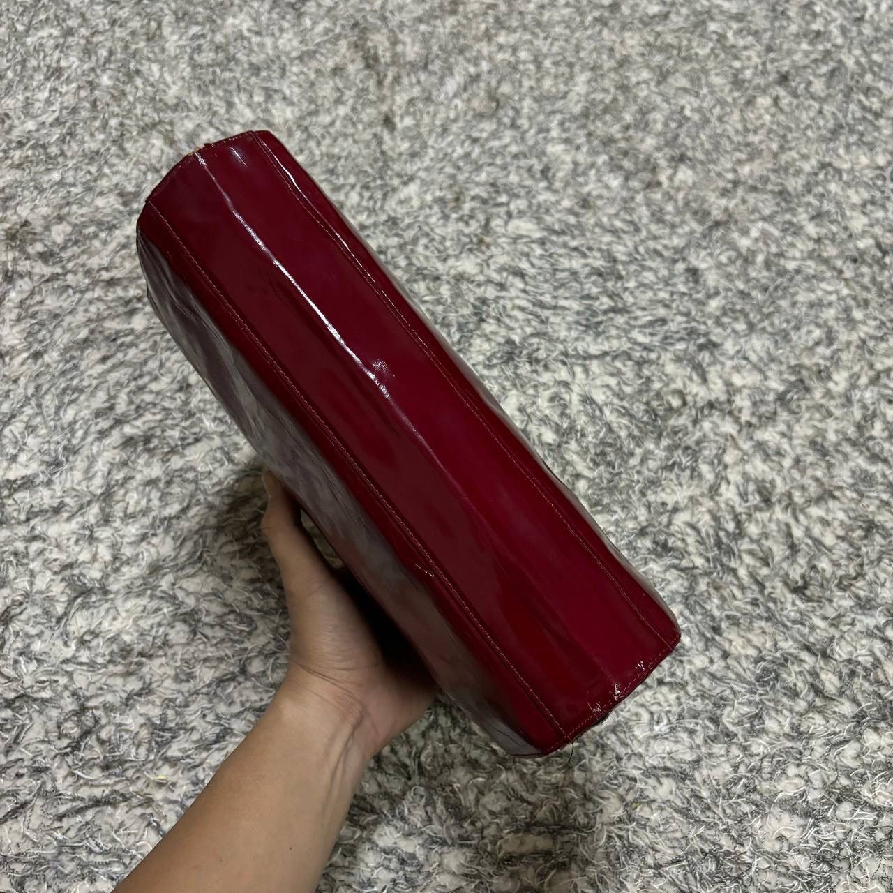 Thierry Mugler Vintage Thierry Mugler Burgundy Patent Leather Clutch Bag Size ONE SIZE - 13 Thumbnail