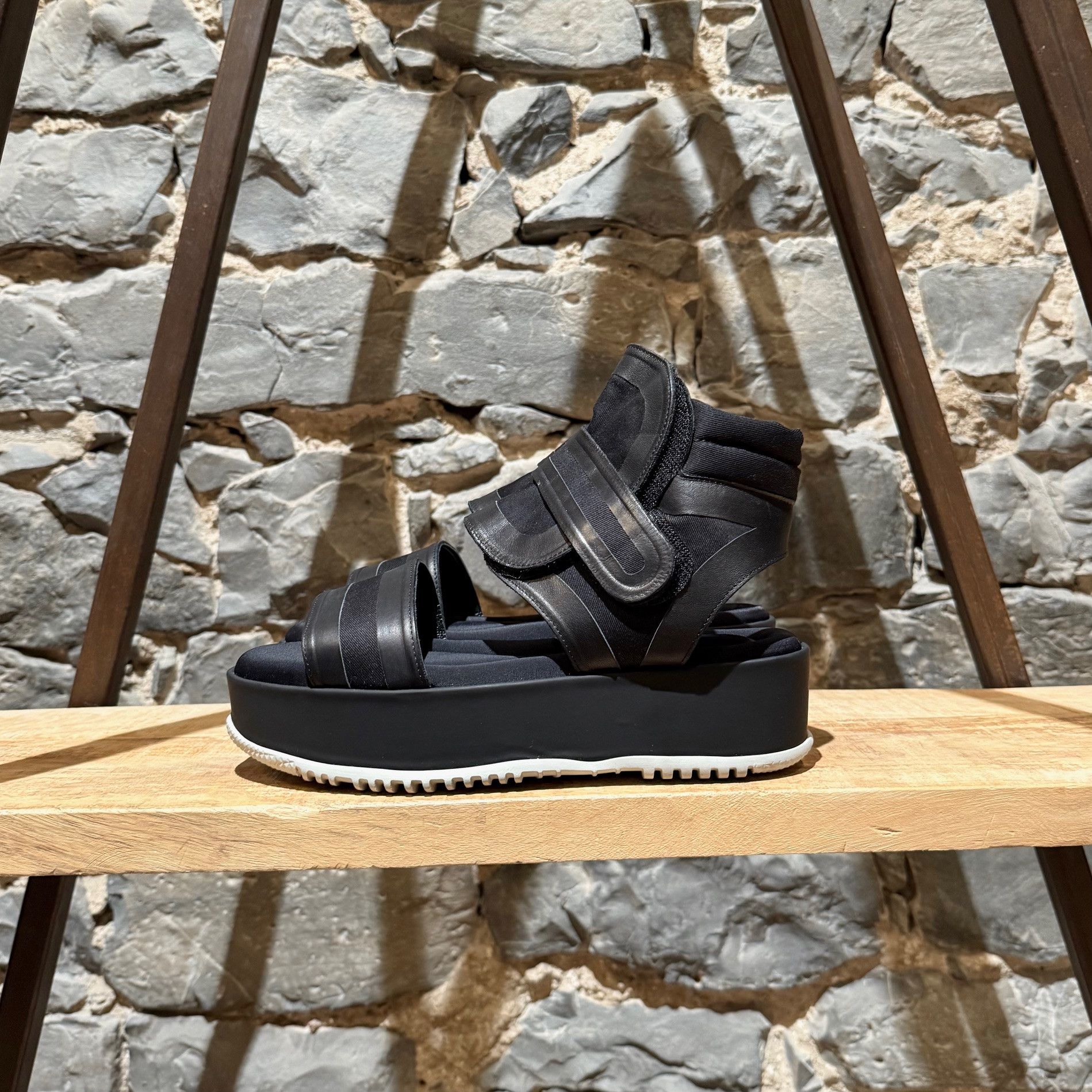 Marni Marni Black Leather Canvas Cut out Platform Sandals Size US 9 / IT 39 - 6 Thumbnail