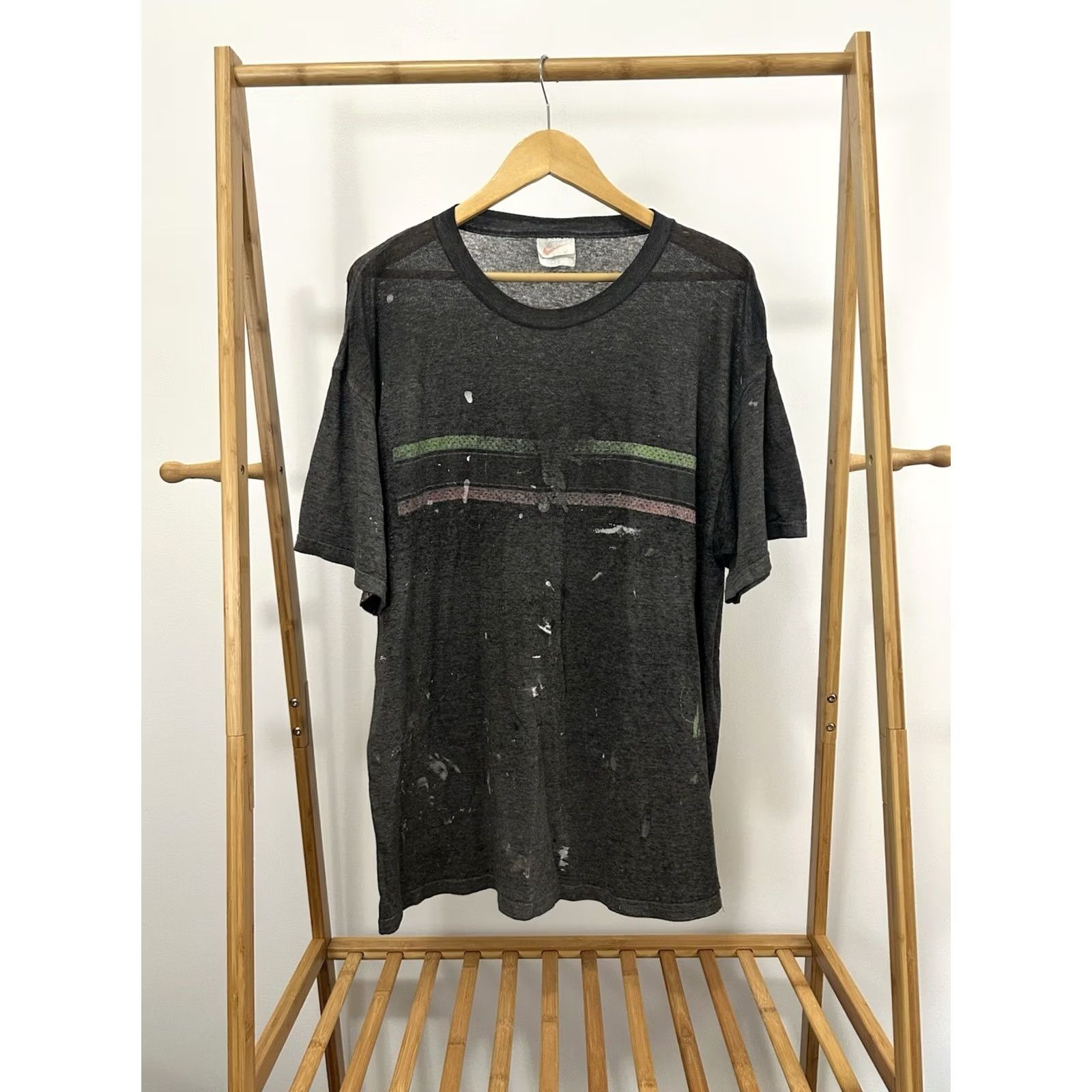 Nike VTG Nike T-Shirt XL Black Burnout WIP Paint Splatter Distressed Grunge WorkwearMens Size US XL / EU 56 / 4 - 2 Thumbnail