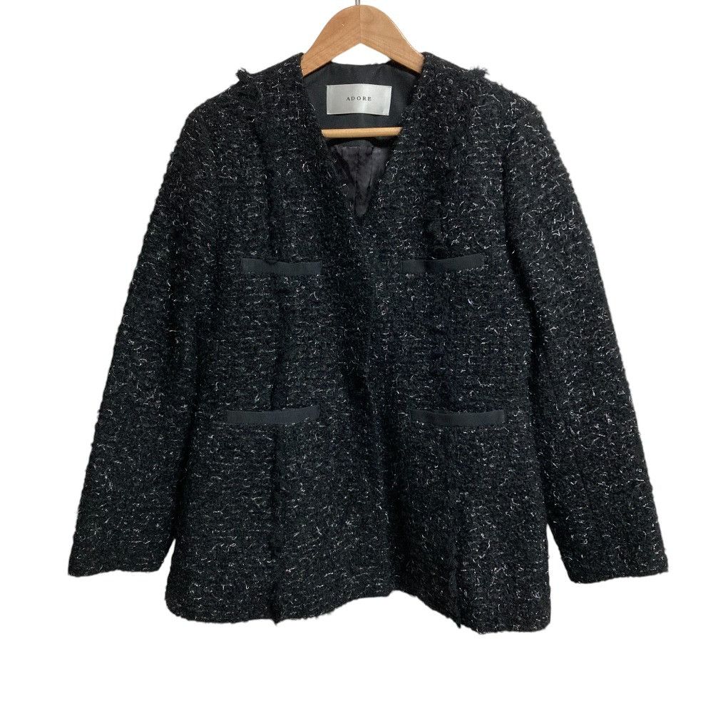 Other Other ADORE Fancy Tweed Collarless Jacket Textile Outerwear 531-5150001 DUTY FREE for USA Size ONE SIZE - 1 Thumbnail