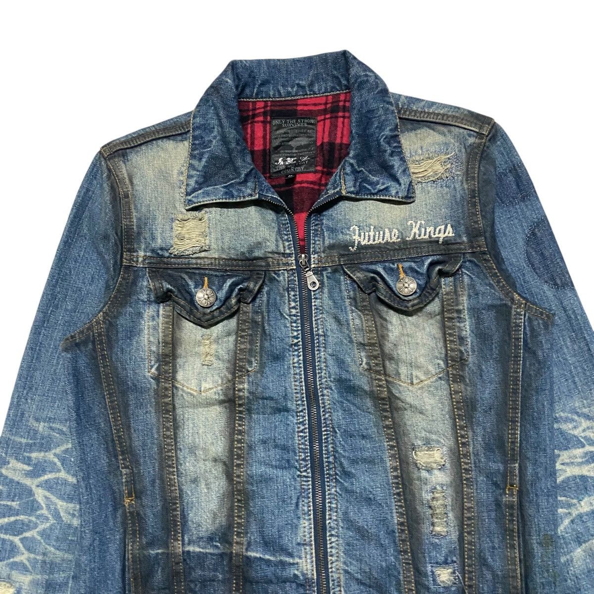In The Attic IN THE ATTIC Denim Jacket Coated Distressed 'Future Kings' Size US M / EU 48-50 / 2 - 3 Thumbnail