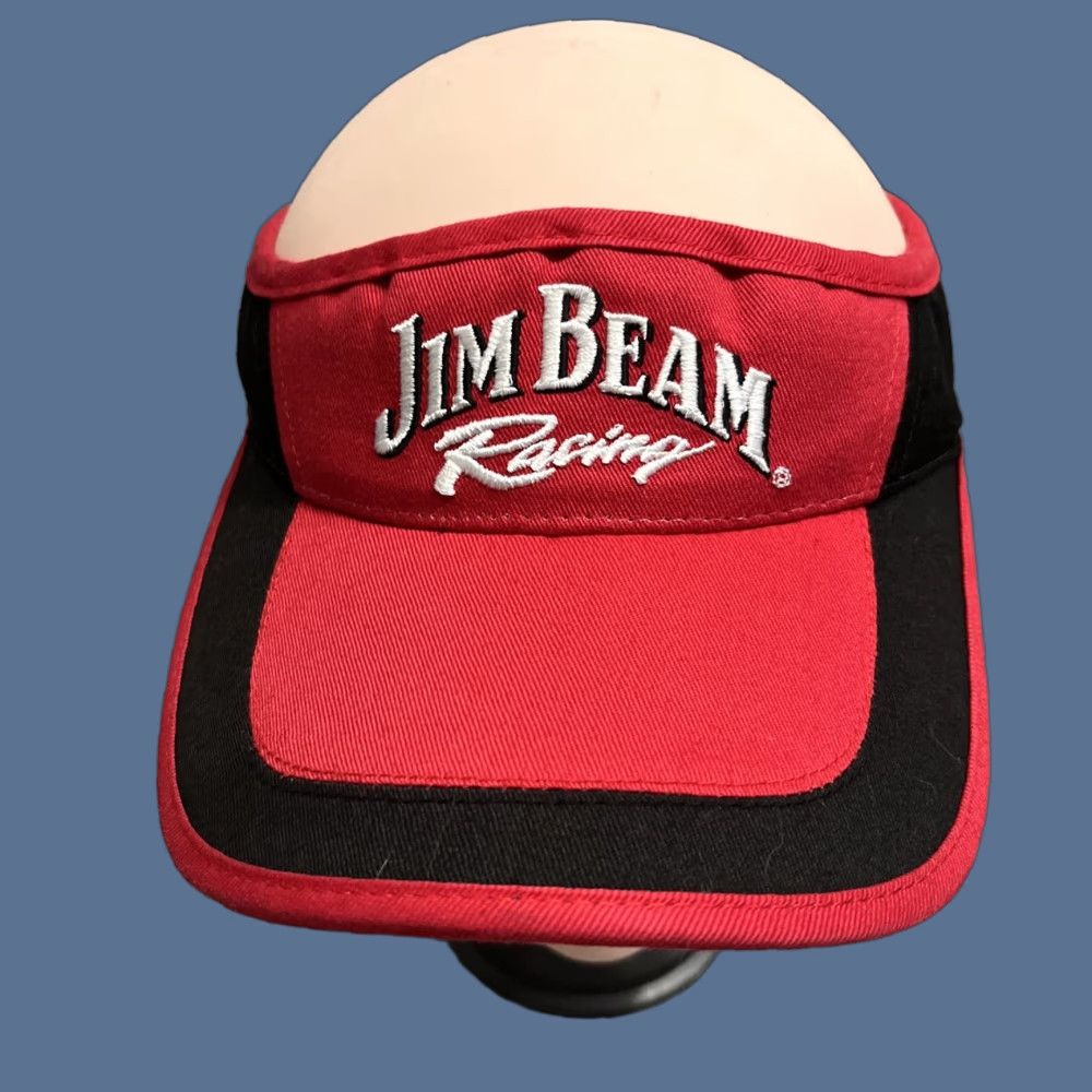 NASCAR Jim Beam Whiskey Racing Visor Unisex Adults One Size Red Cotton Adjustable Logo Stylemaster NASCAR Size ONE SIZE - 1 Thumbnail