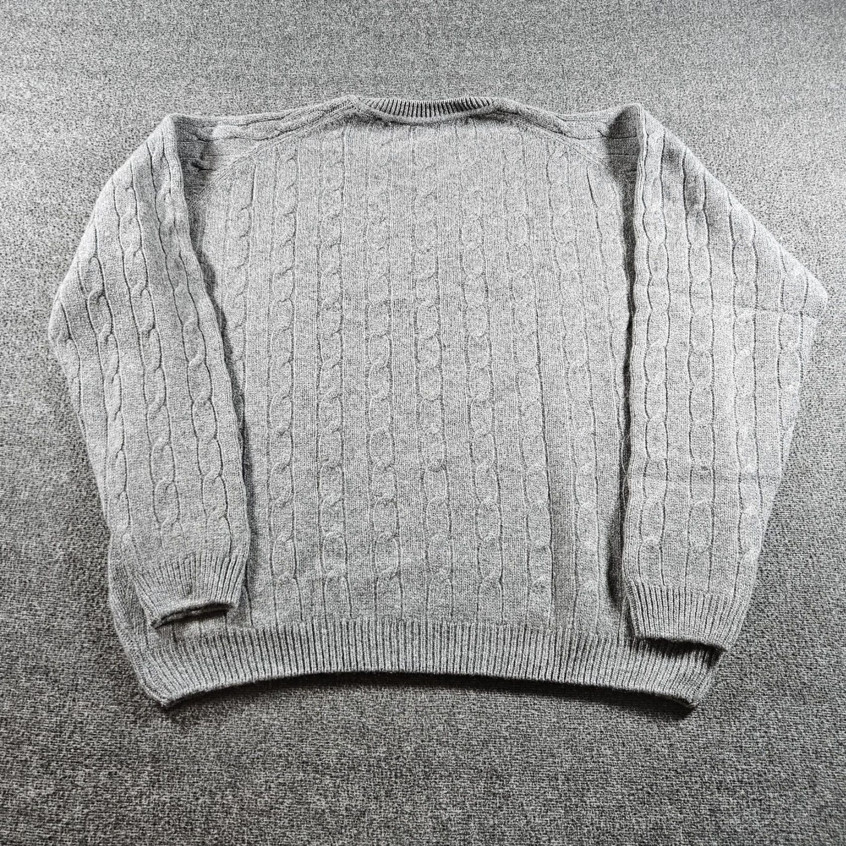 Vintage VINTAGE L.L.Bean Sweater Mens XL Gray Cable-Knit Crewneck Wool Pullover Size US XL / EU 56 / 4 - 7 Thumbnail