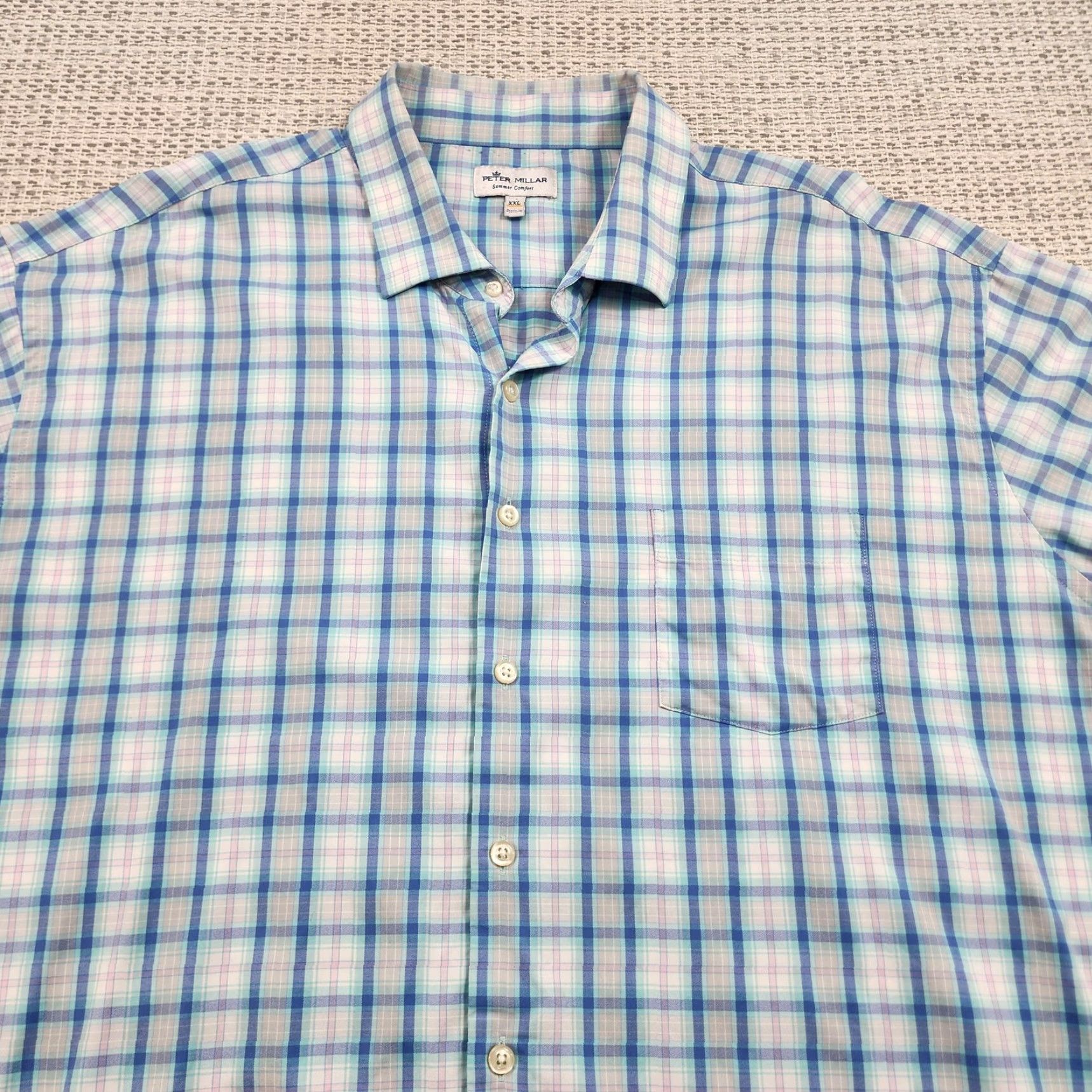 Peter Millar Peter Millar Shirt Mens 2XL Blue Plaid Summer Comfort Stretch Button Up Easy Care Size US XXL / EU 58 / 5 - 4 Thumbnail