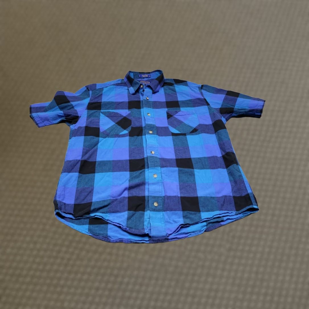 Pendleton Pendleton Wave Shirt Mens Blue Buffalo Plaid Short Sleeve Button Up Casual Shirt Size US L / EU 52-54 / 3 - 1 Thumbnail